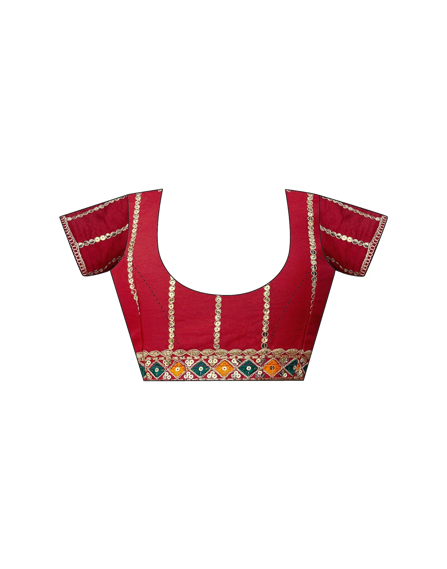 Red Georgette Bandhani Printed Saree - Image 11