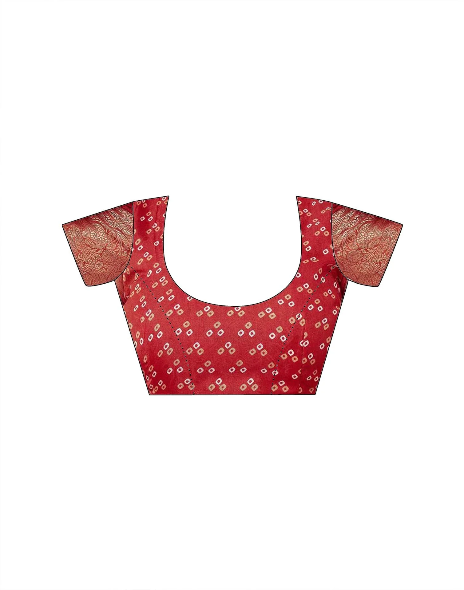 Red Georgette Bandhani Printed Saree - Image 9