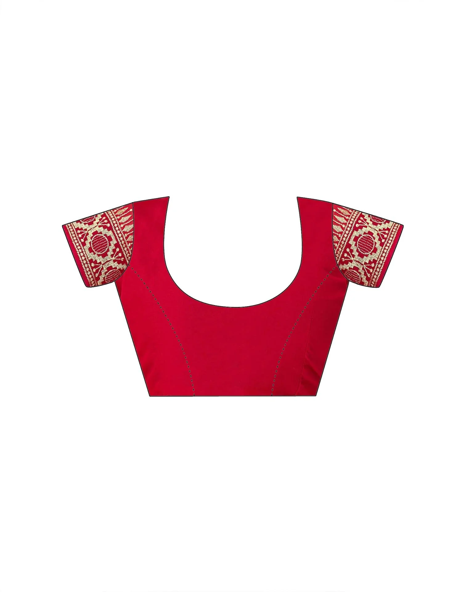Red Valentine's Georgette Embroidery Saree - Image 9