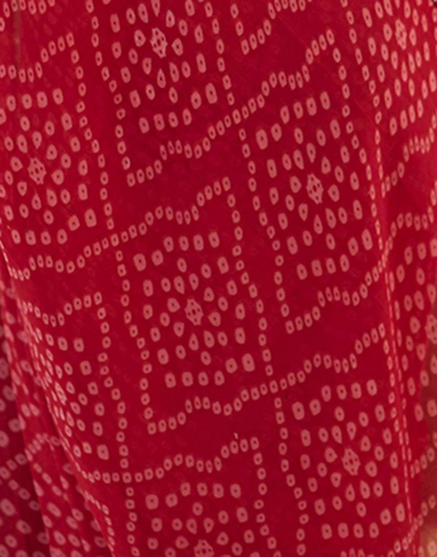 Red Georgette Printed Bandhani Saree - Image 9