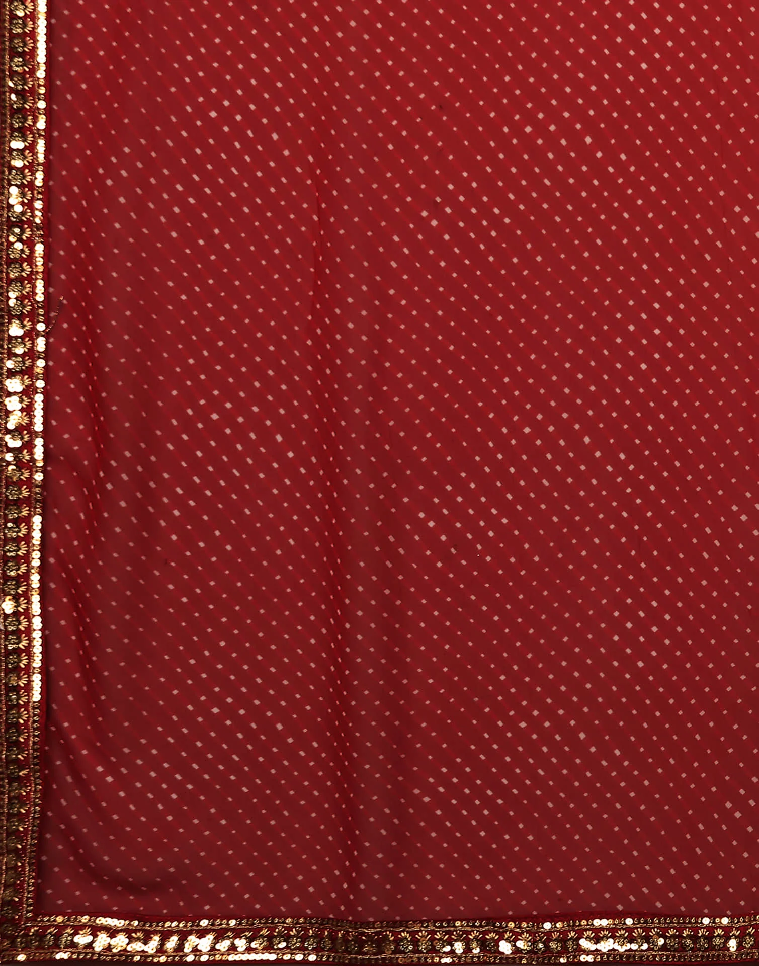Red Georgette Printed Laheriya Saree - Image 7