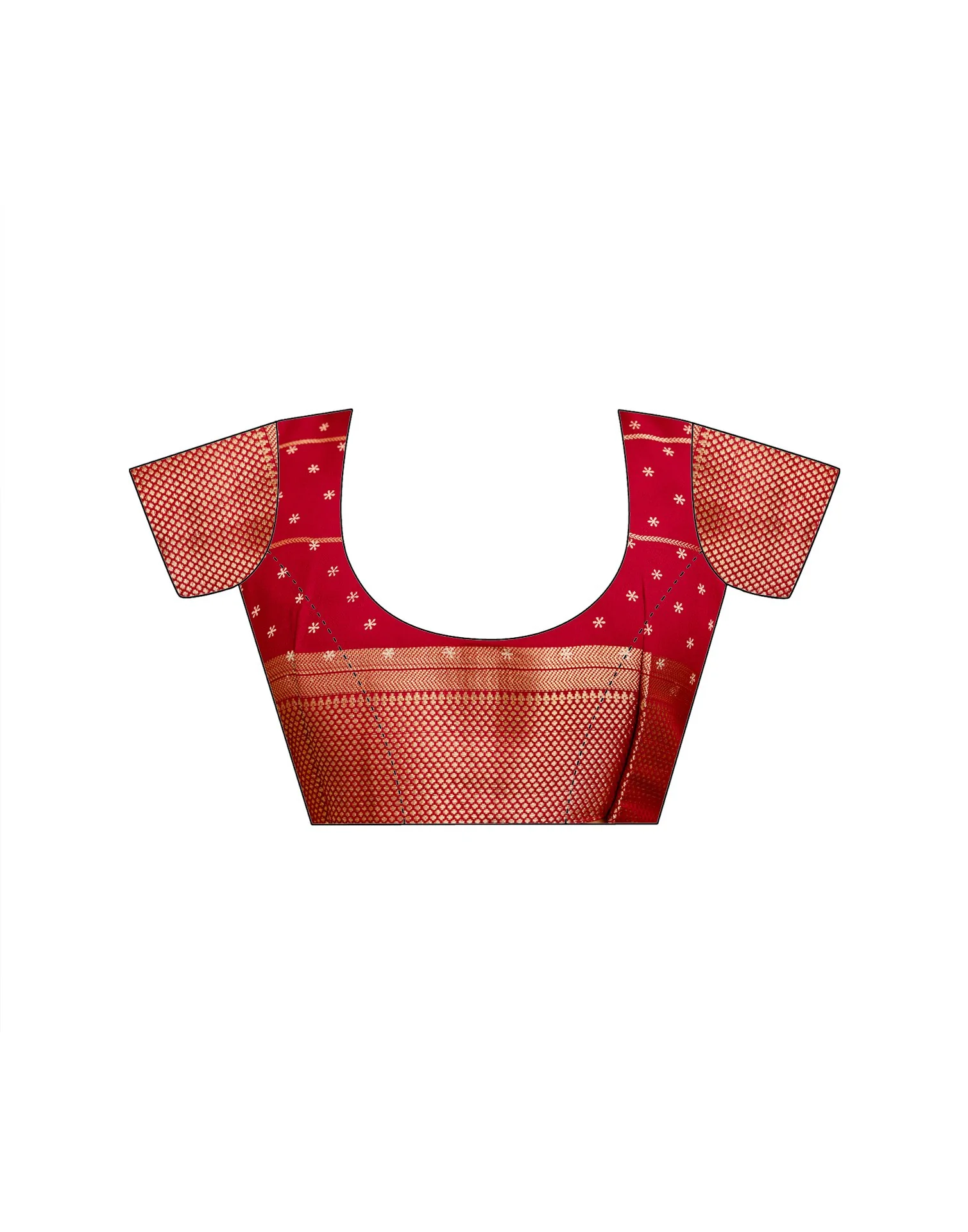 Red Georgette Printed Zari Stripe SareeĀ - Image 14