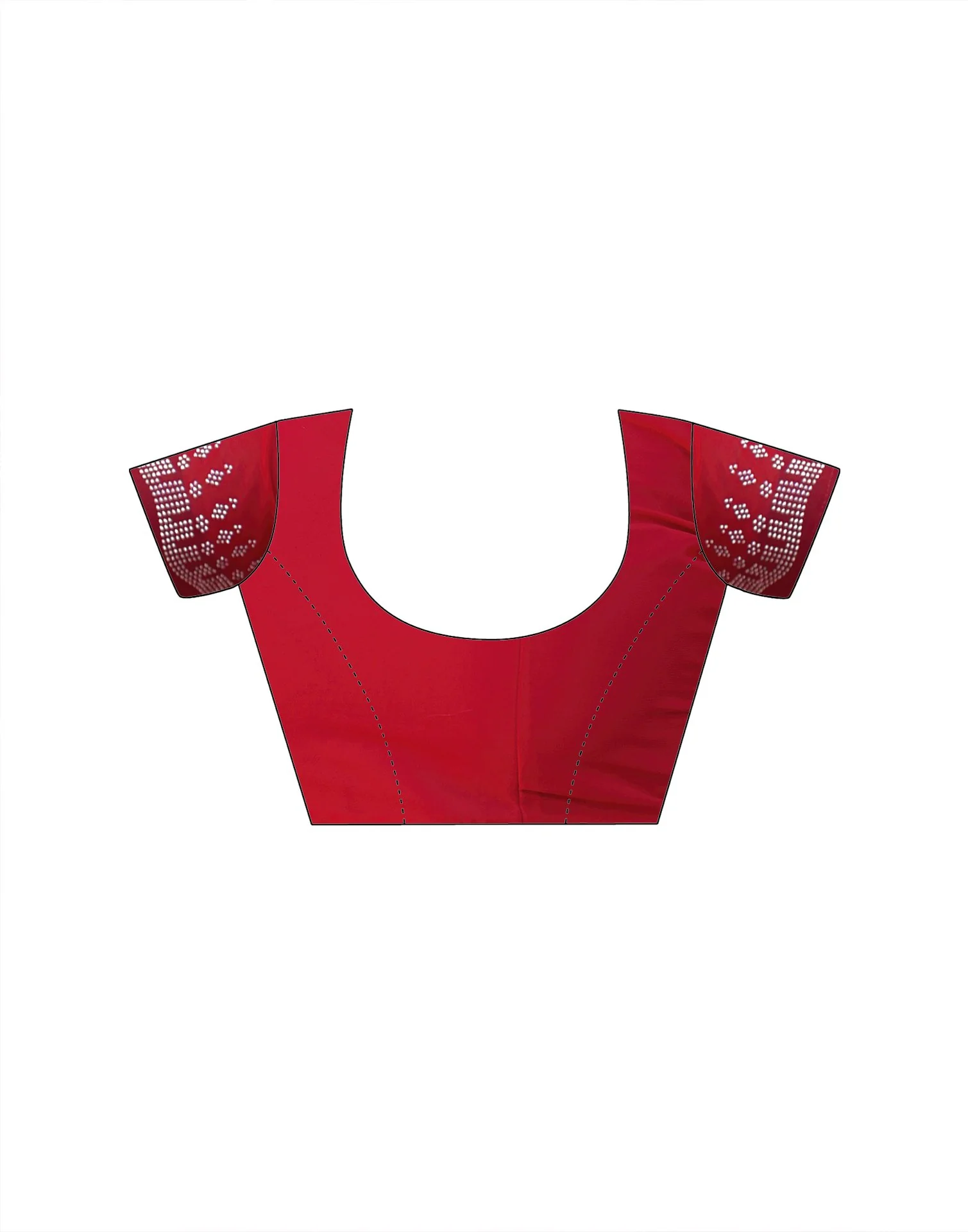 Red Georgette Stone Work Swarovski Saree - Image 12