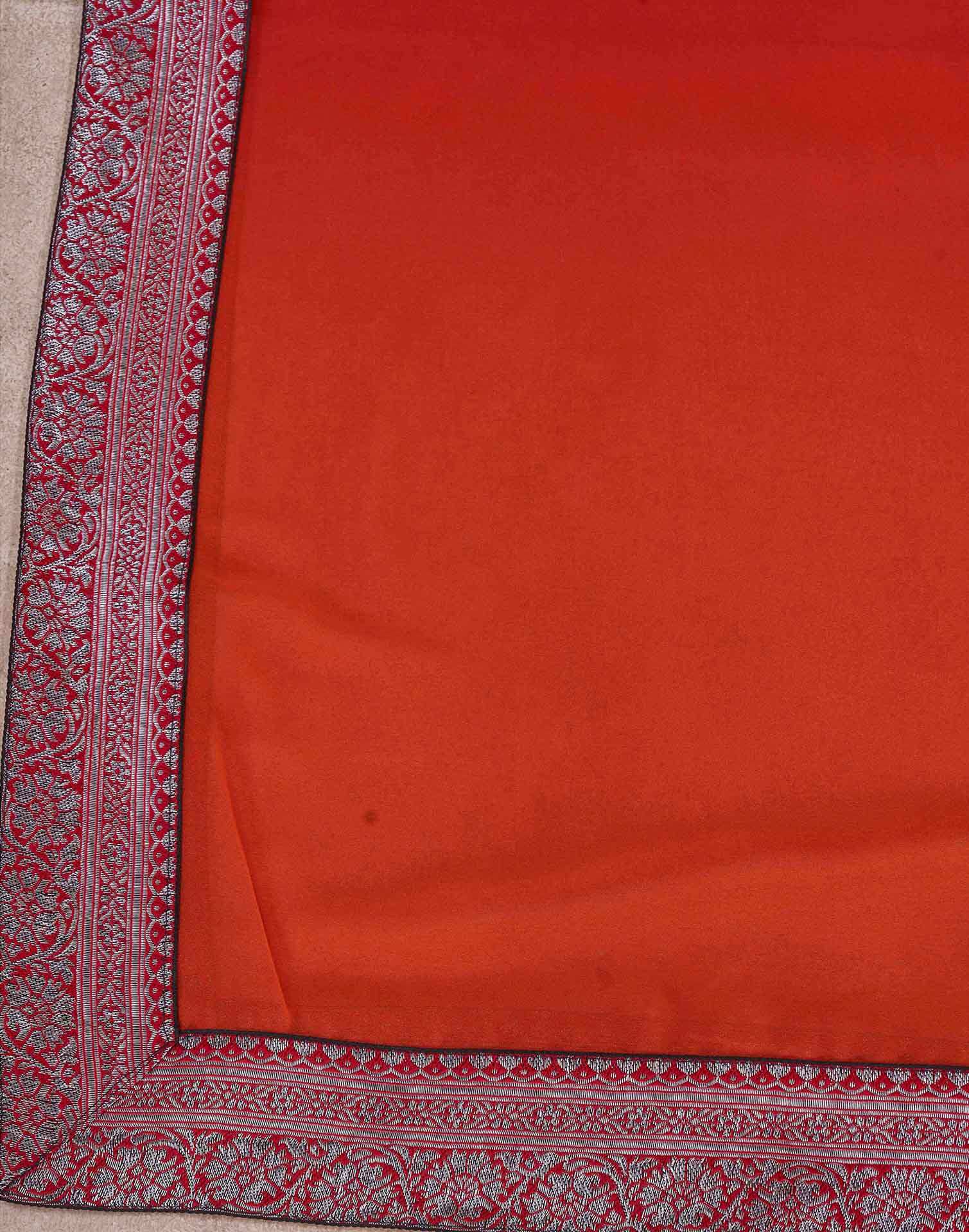 Red Georgette Woven Lace Saree - Image 8