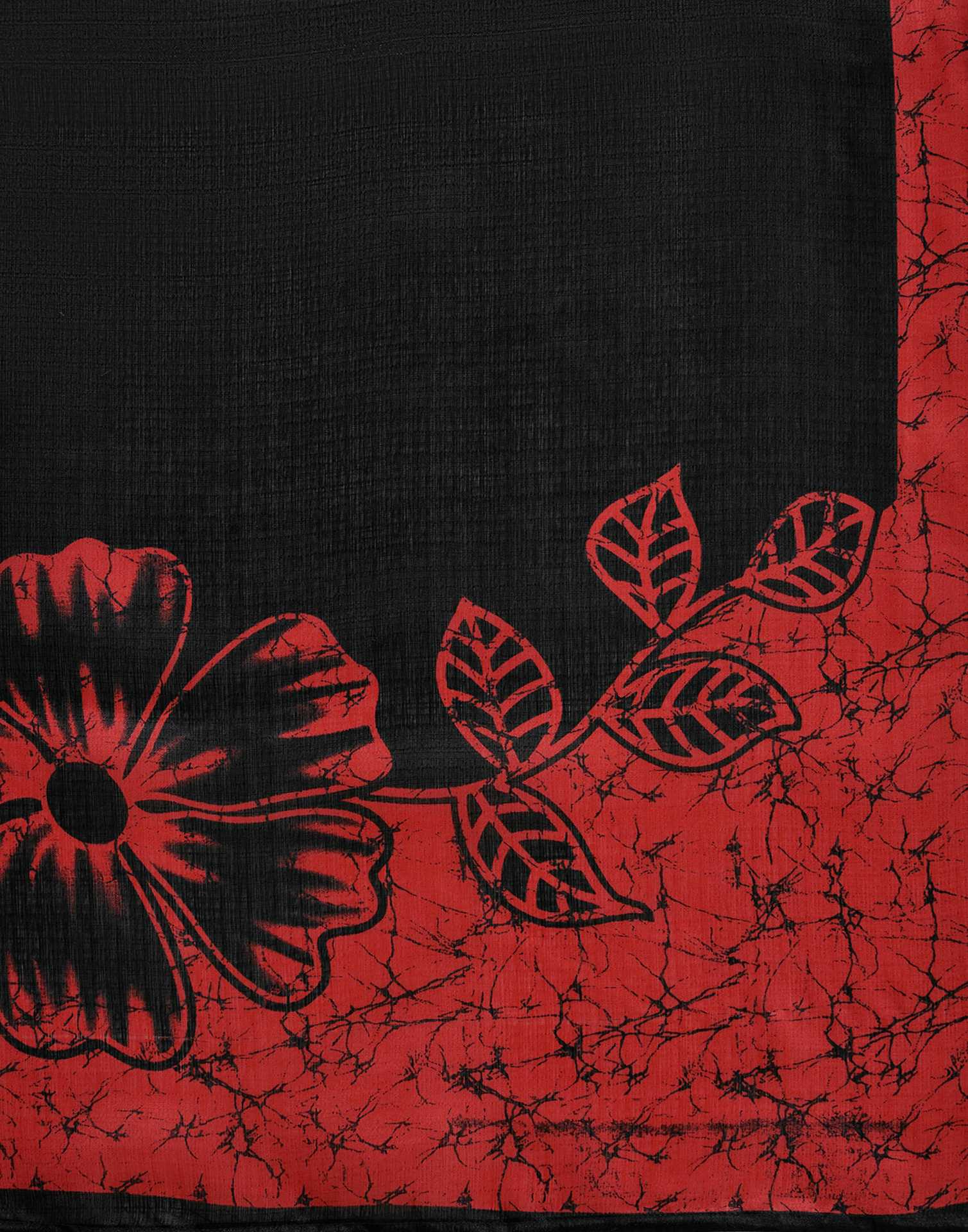 Red Khadi Floral Printed Saree - Image 7