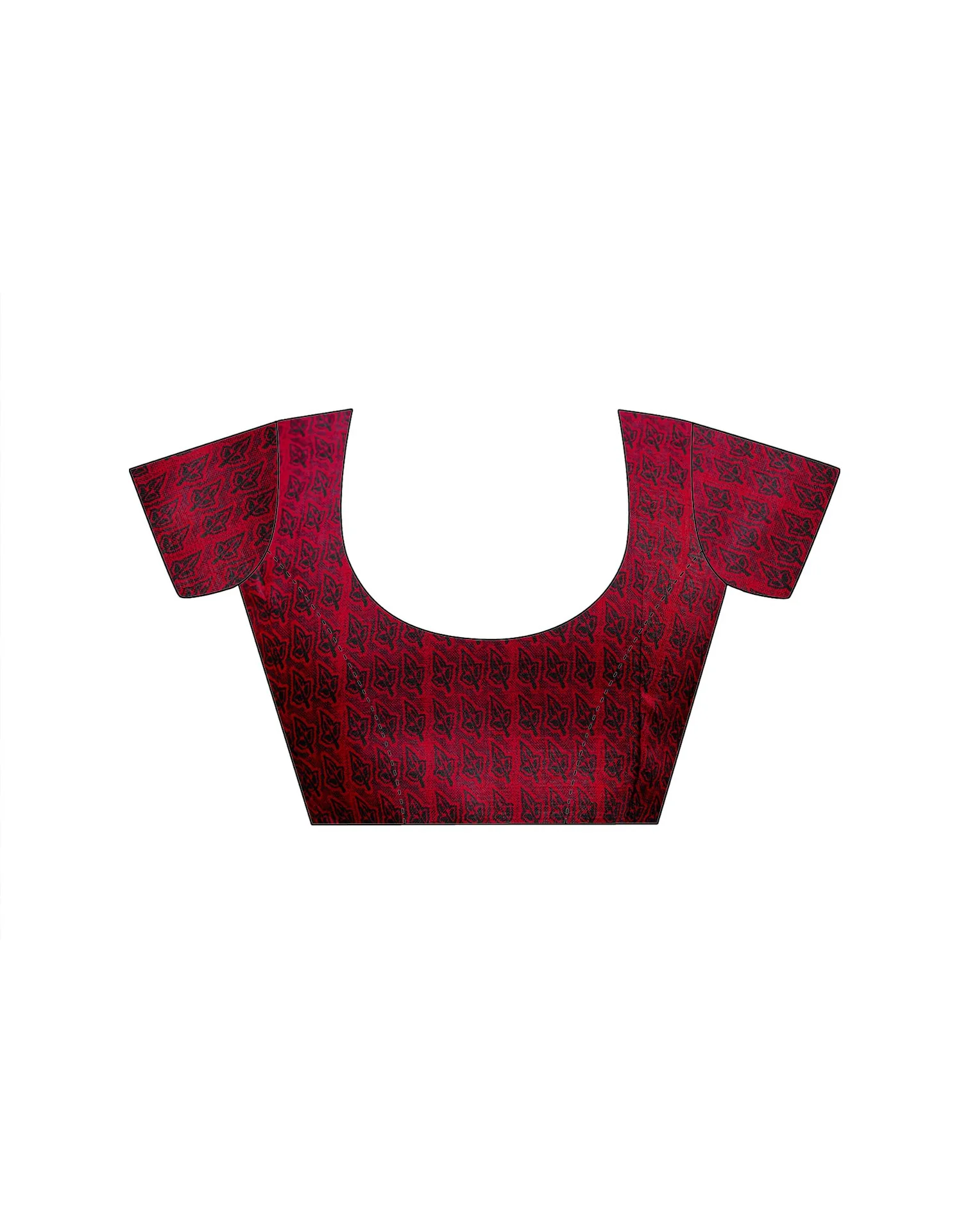 Red Khadi Printed Saree - Image 13