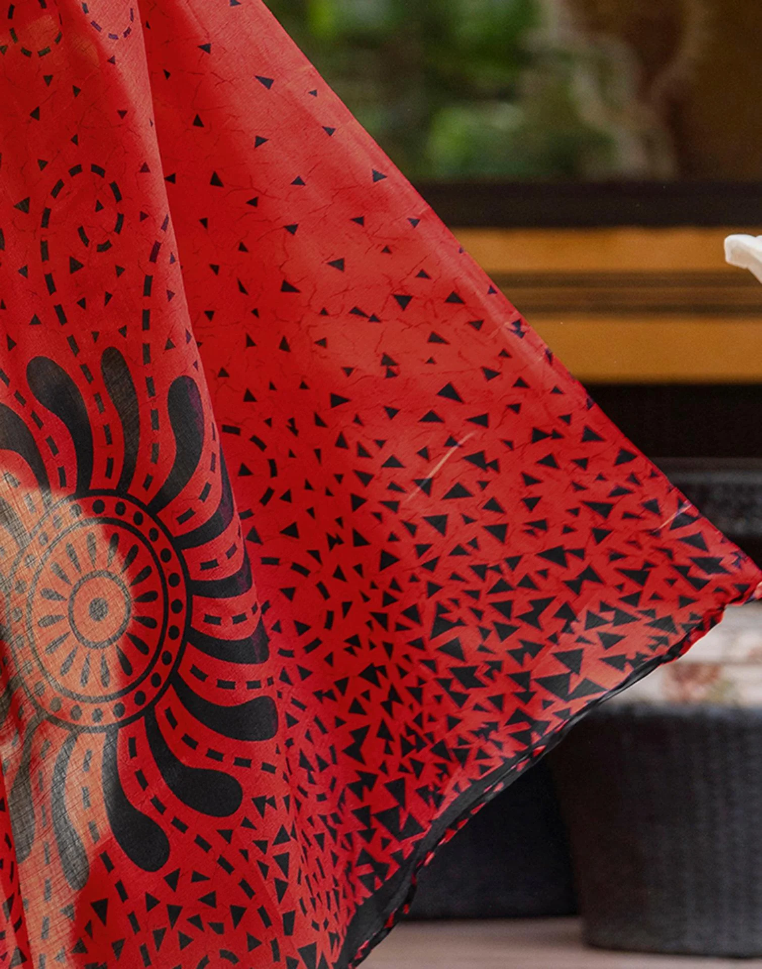 Red Khadi Printed Saree - Image 12