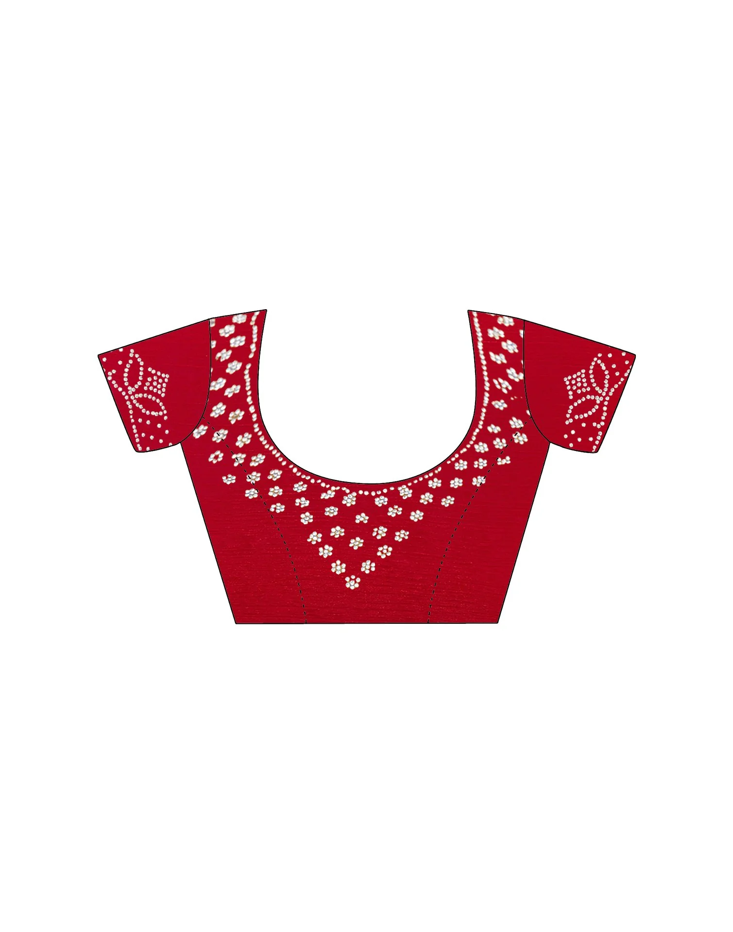 Red Satin Stone Work Embellished Saree - Image 15
