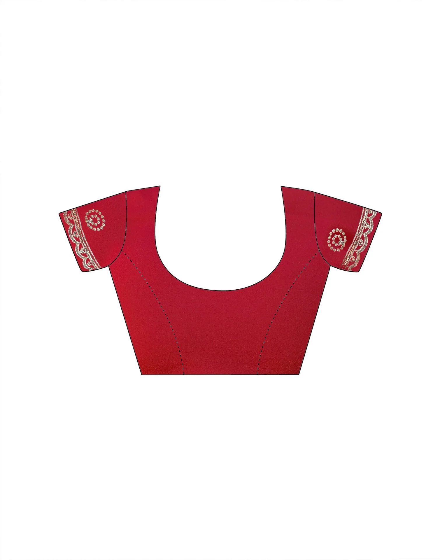 Red Shimmer Sequence Embroidery Saree - Image 11