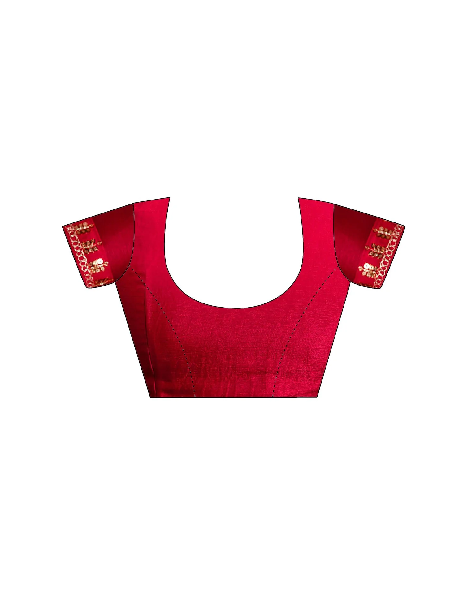 Red Shimmer Sequence Lace Saree - Image 11
