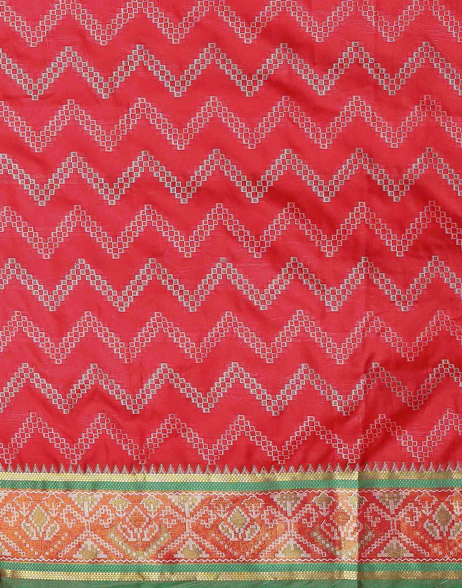 Red Silk Patola Woven Saree - Image 7