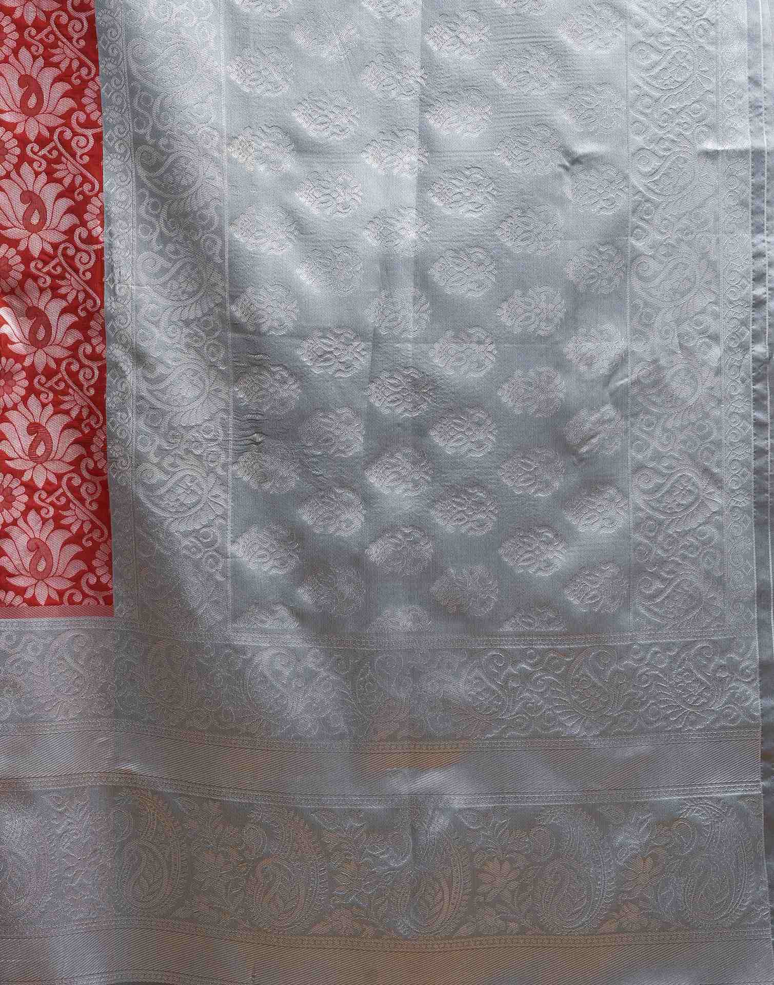 Red Silk Woven Banarasi Saree - Image 8