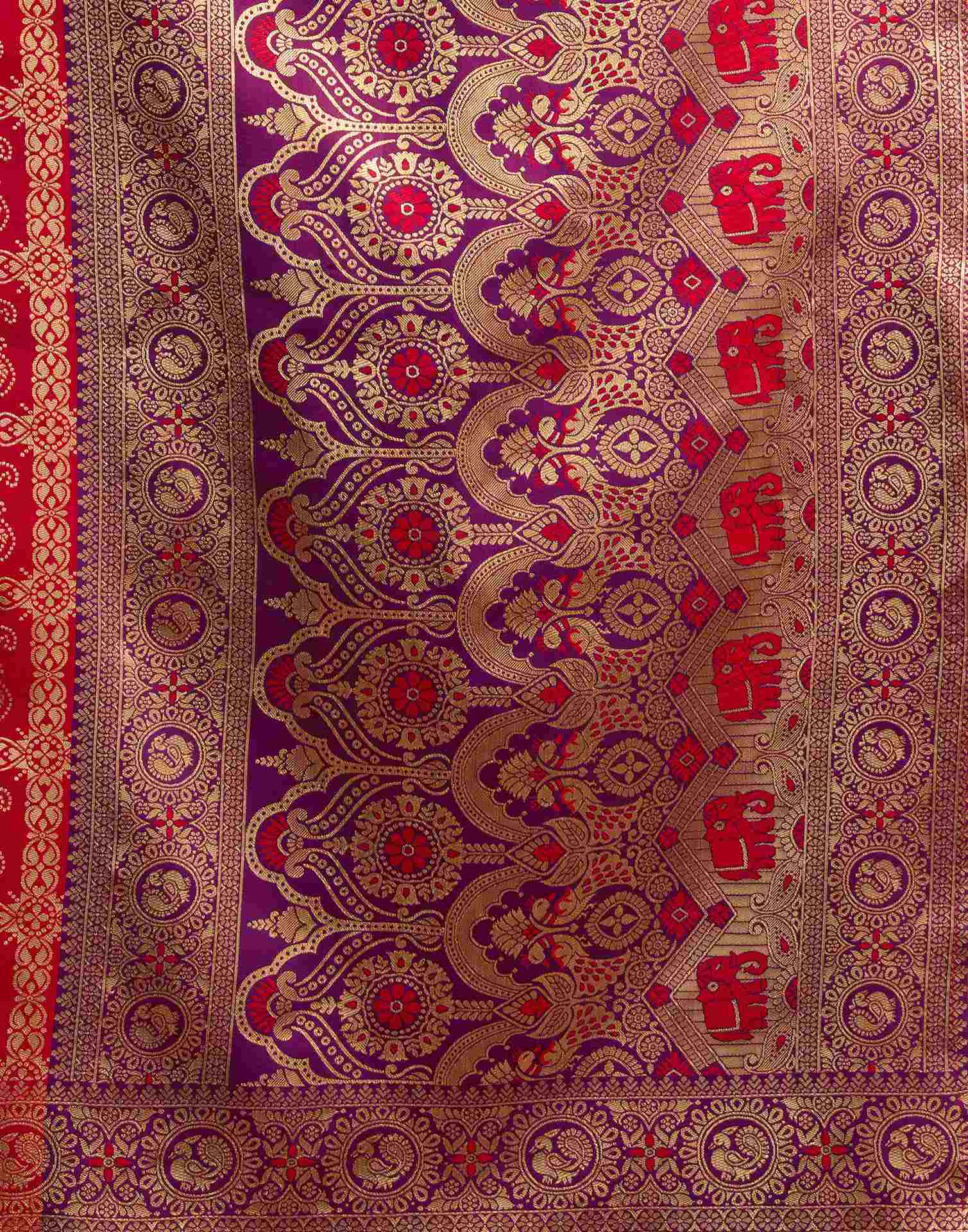 Red Silk Woven Banarasi Saree - Image 7