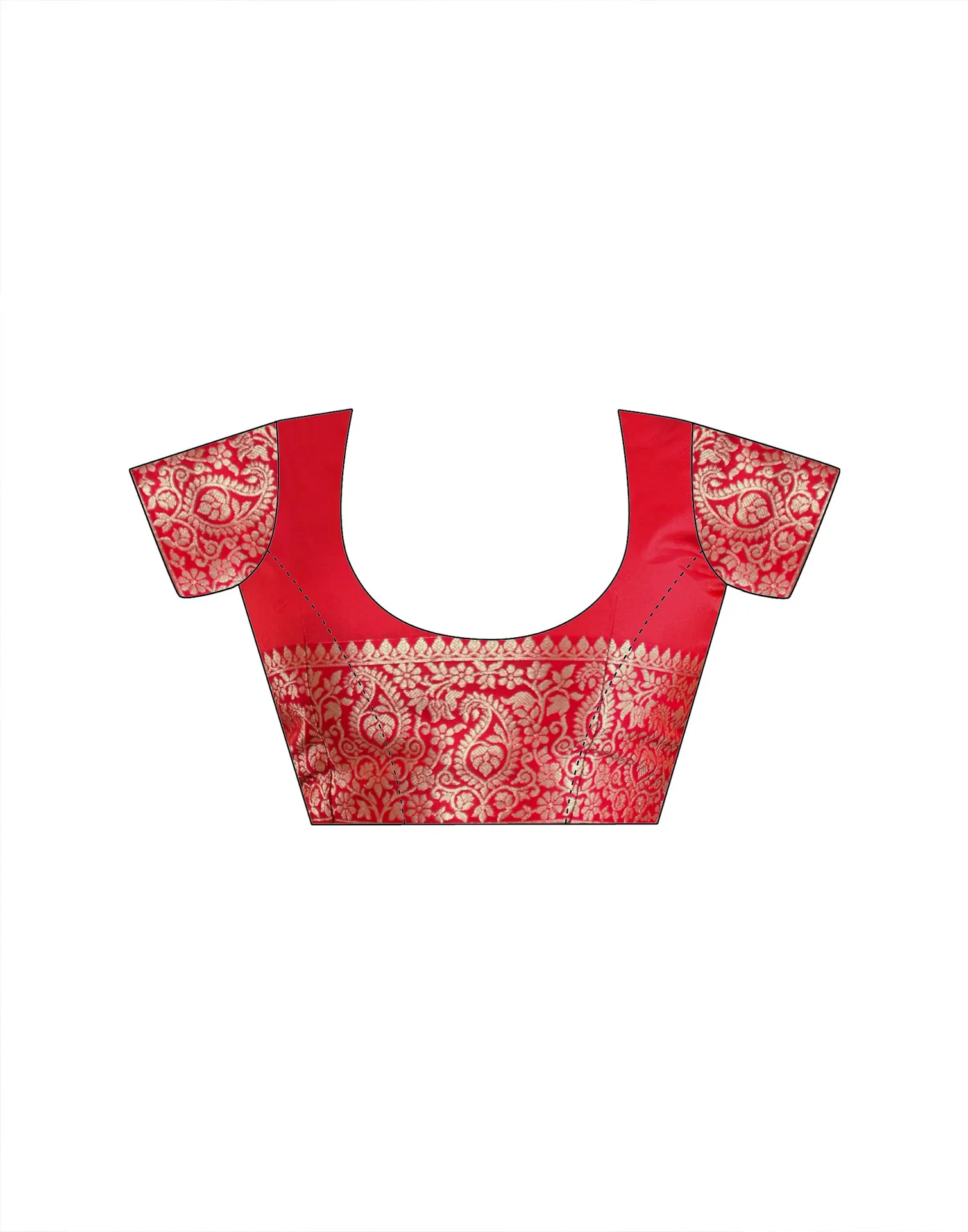 Red Silk Woven Banarasi Saree - Image 13