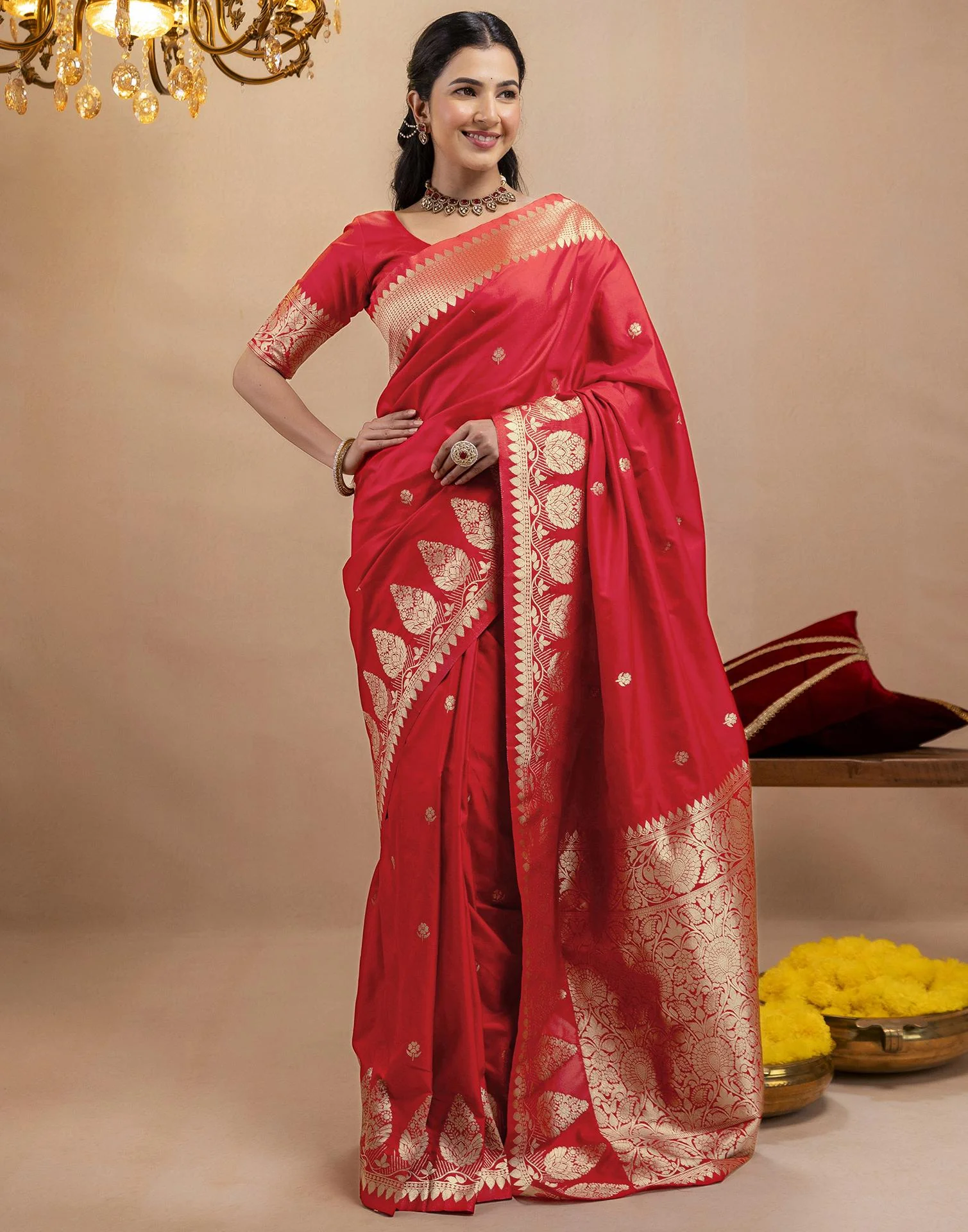 Red Silk Woven Banarasi Saree