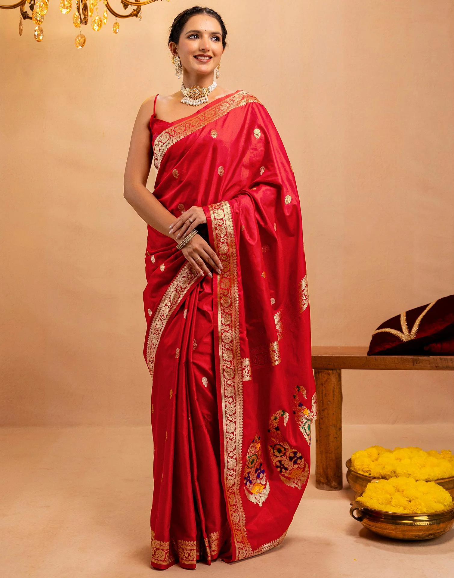 Red Silk Woven Banarasi Saree