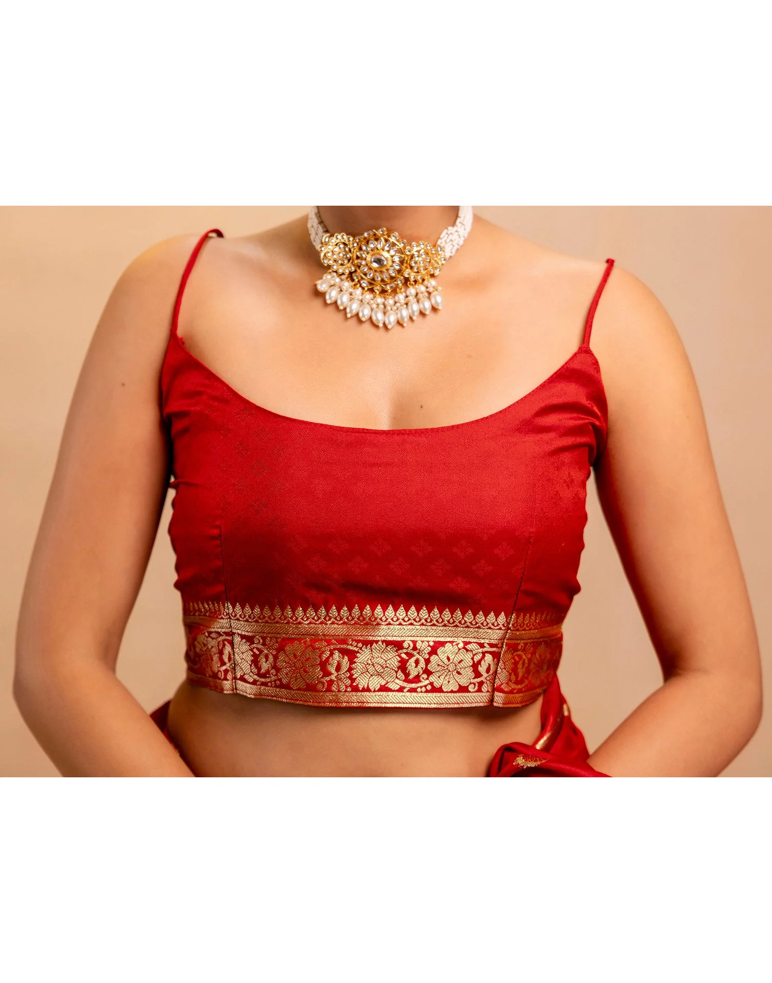 Red Silk Woven Banarasi Saree - Image 13
