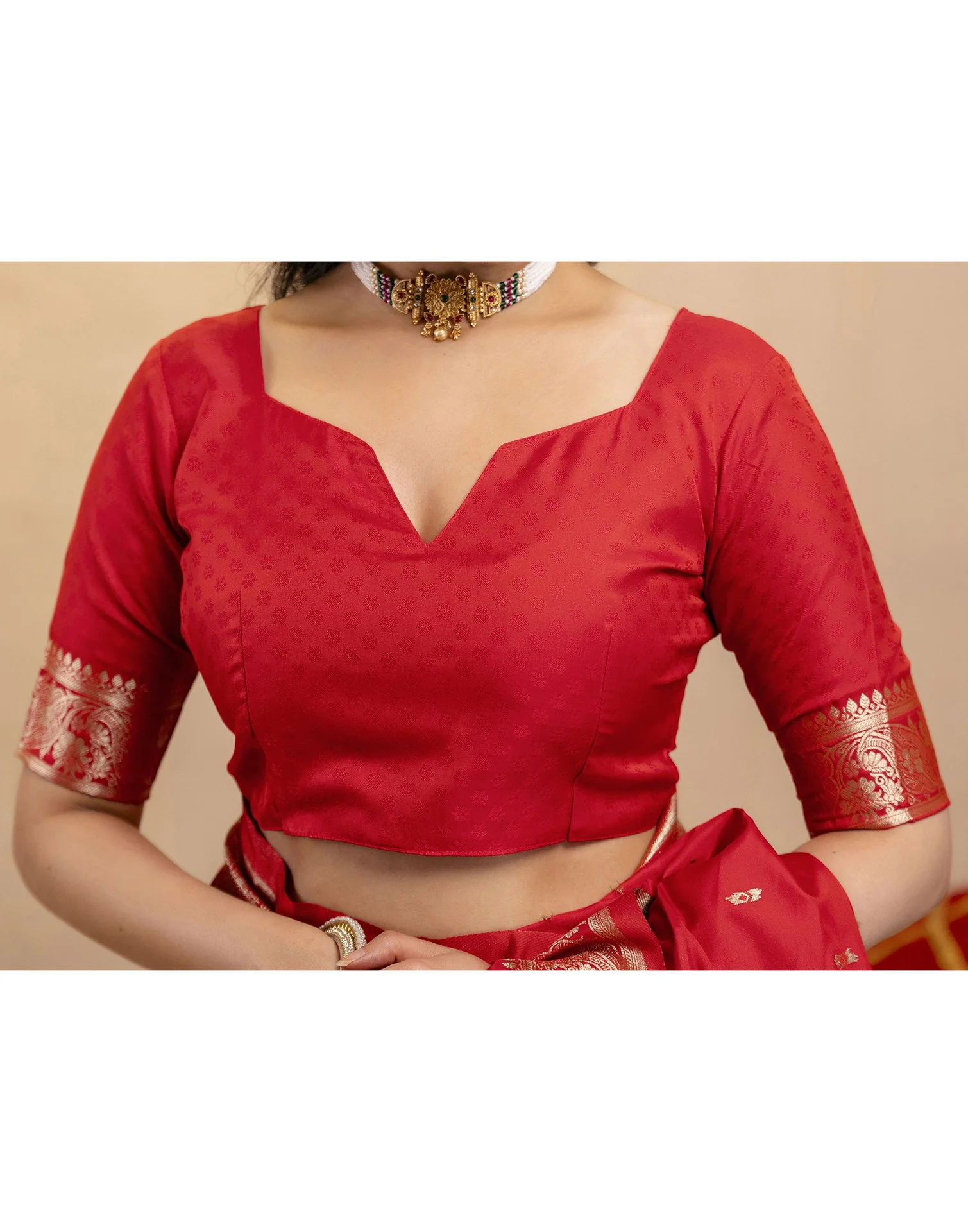 Red Silk Woven Banarasi Saree - Image 15