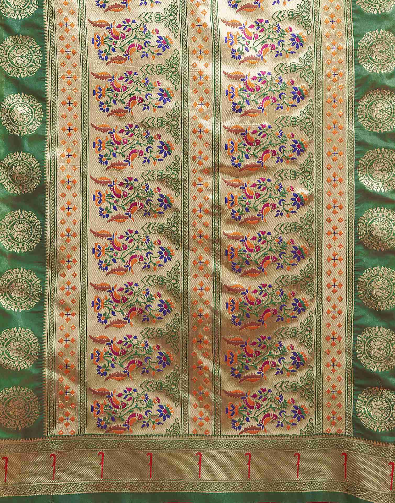 Red Silk Woven Paithani Saree - Image 8