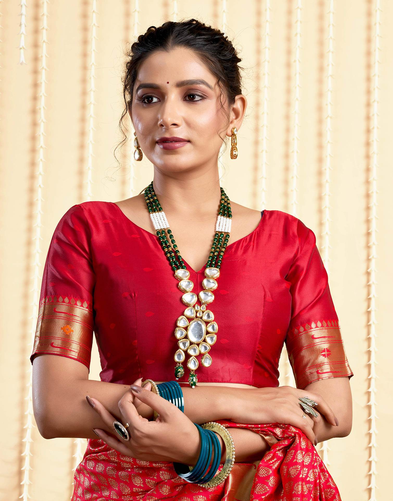 Red Silk Woven Paithani Saree - Image 9