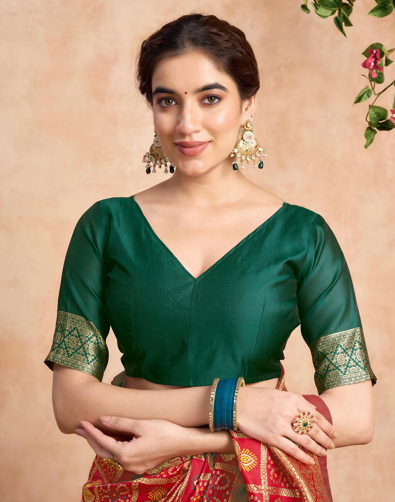 Red Silk Woven Patola Saree - Image 8