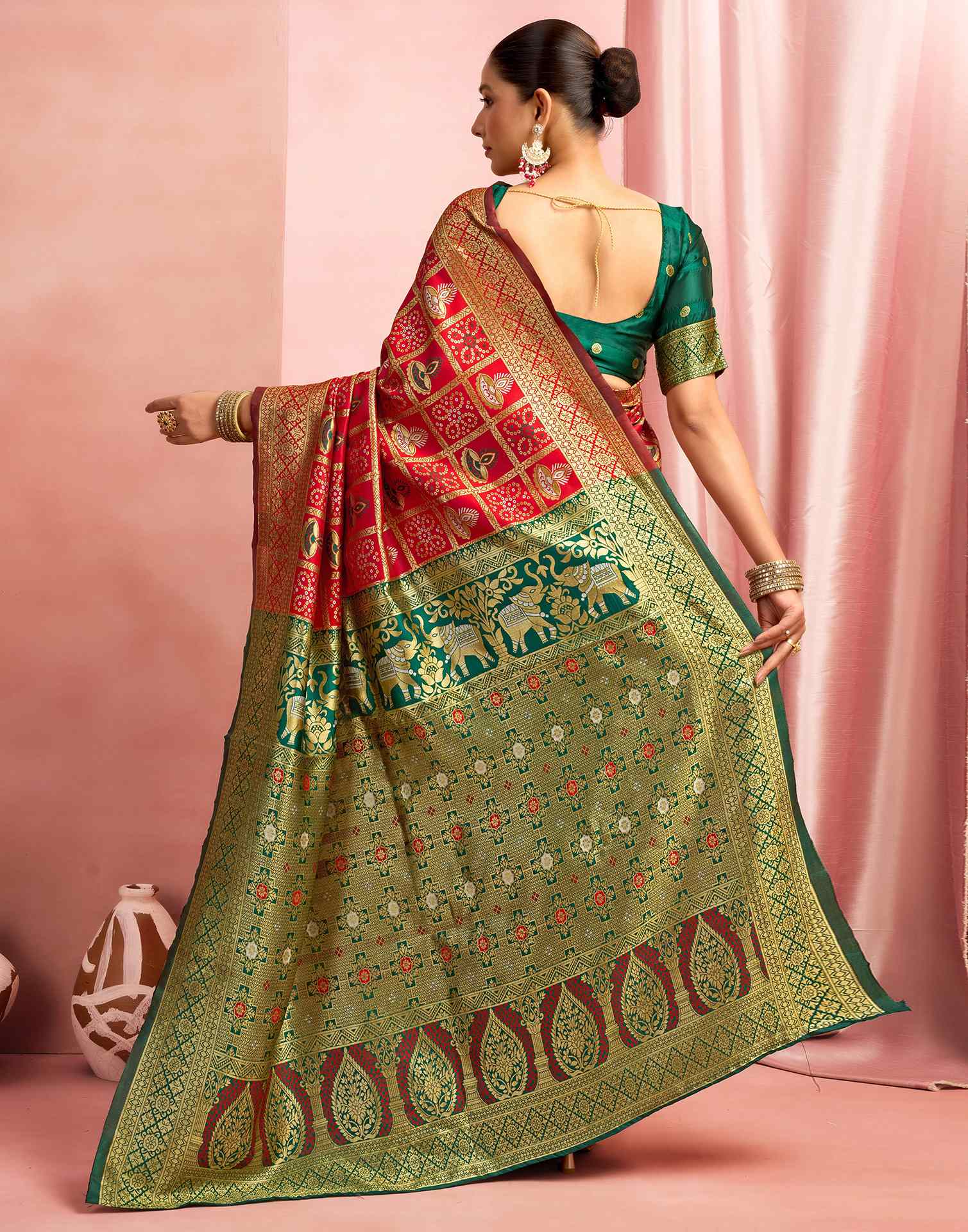 Red Silk Woven Patola Saree - Image 5