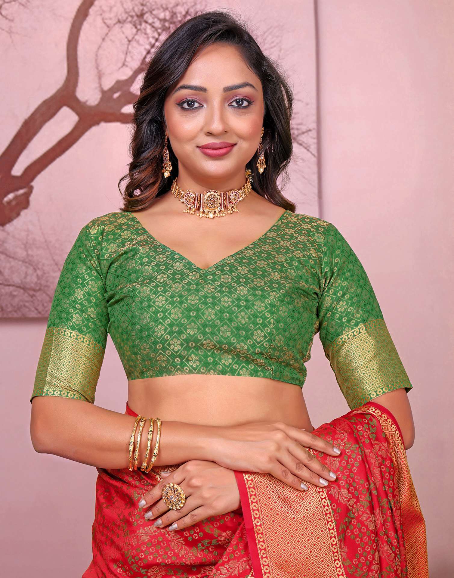 Red Silk Woven Patola Saree - Image 8