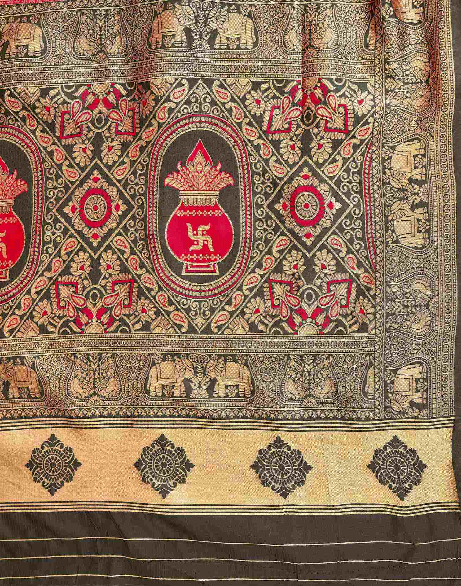 Red Silk Woven Patola Saree - Image 7