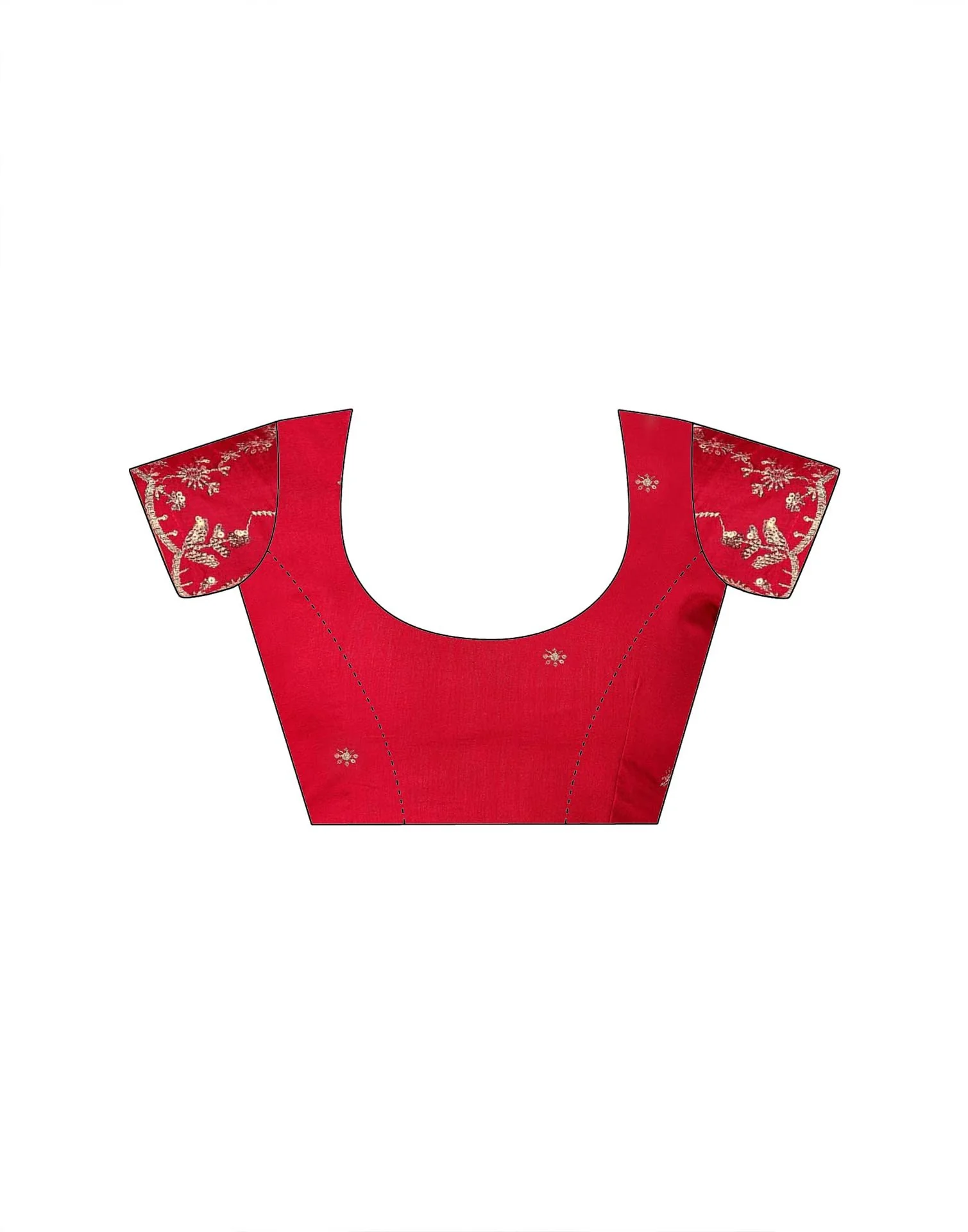 Red Valentine's Vichitra Silk Sequence Embroidery Saree - Image 9