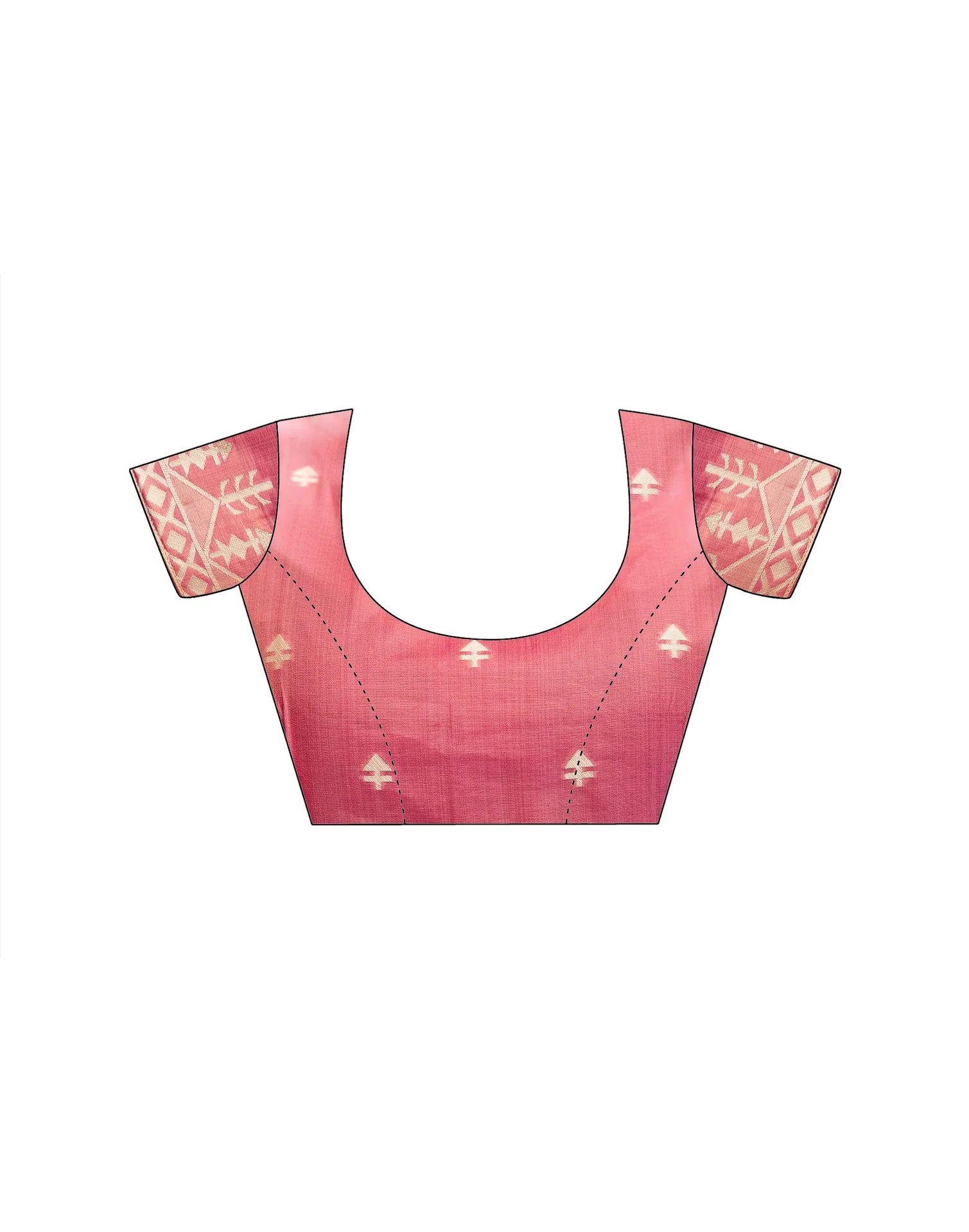 Rose Pink Cotton Woven Printed Saree - Image 12