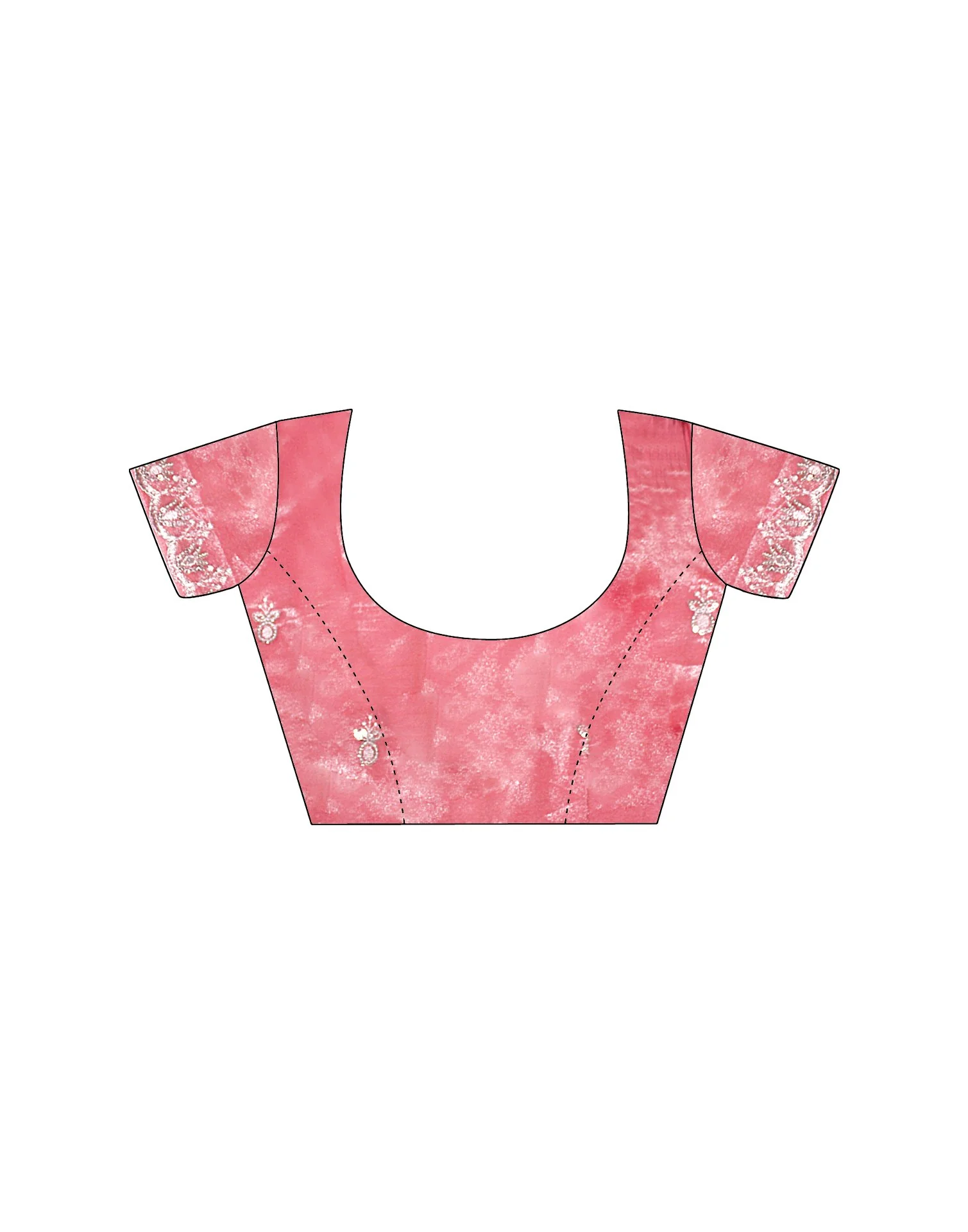 Rose Pink Net Sequence Embroidery Saree - Image 12