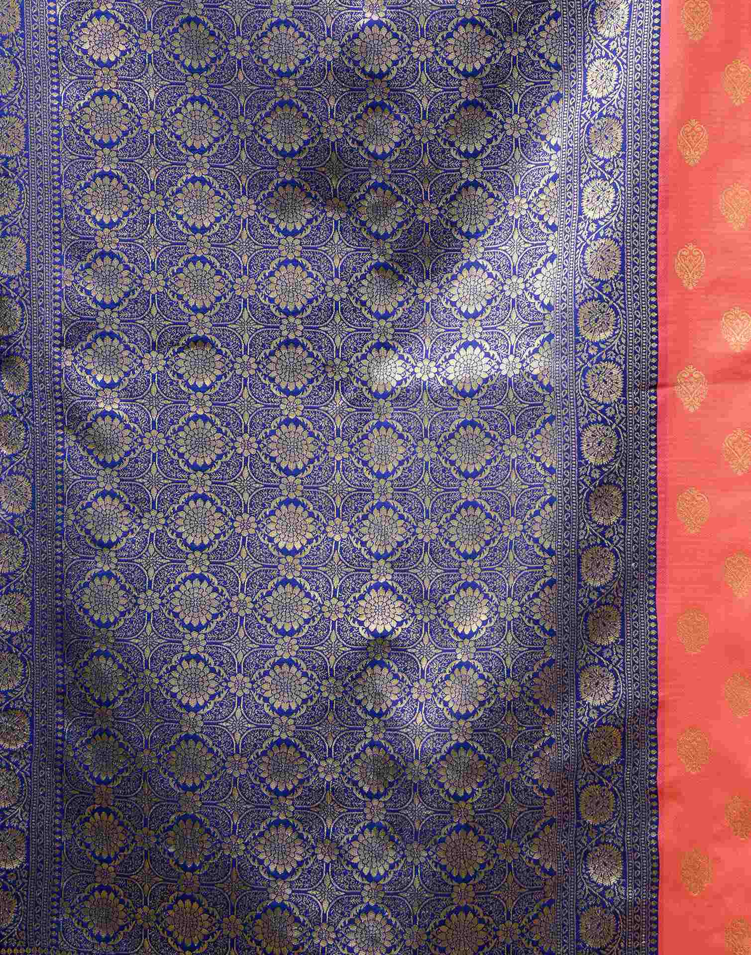 Rose Pink Silk Woven Banarasi Saree - Image 7