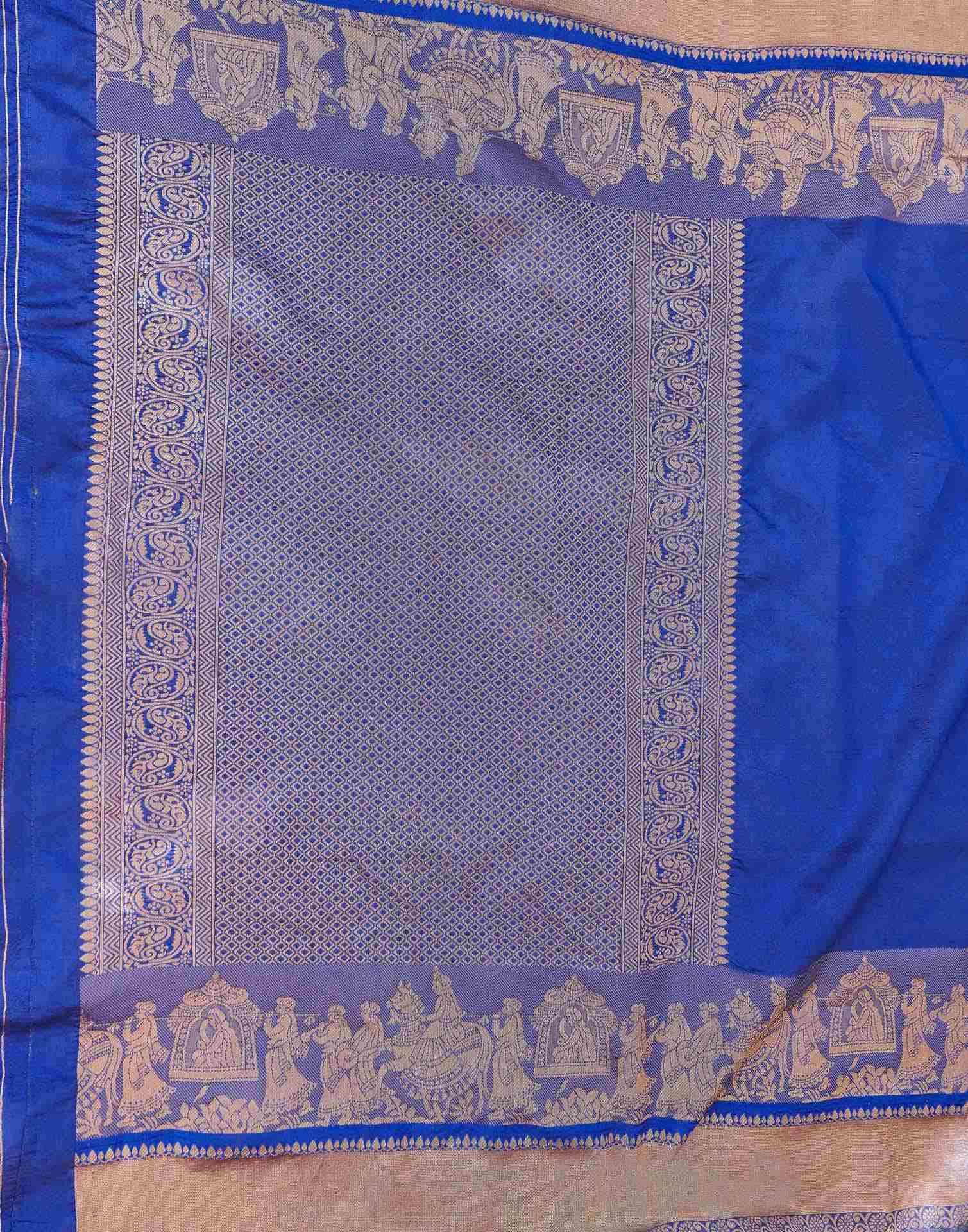 Royal Blue Silk Woven Kanjivaram Saree - Image 7