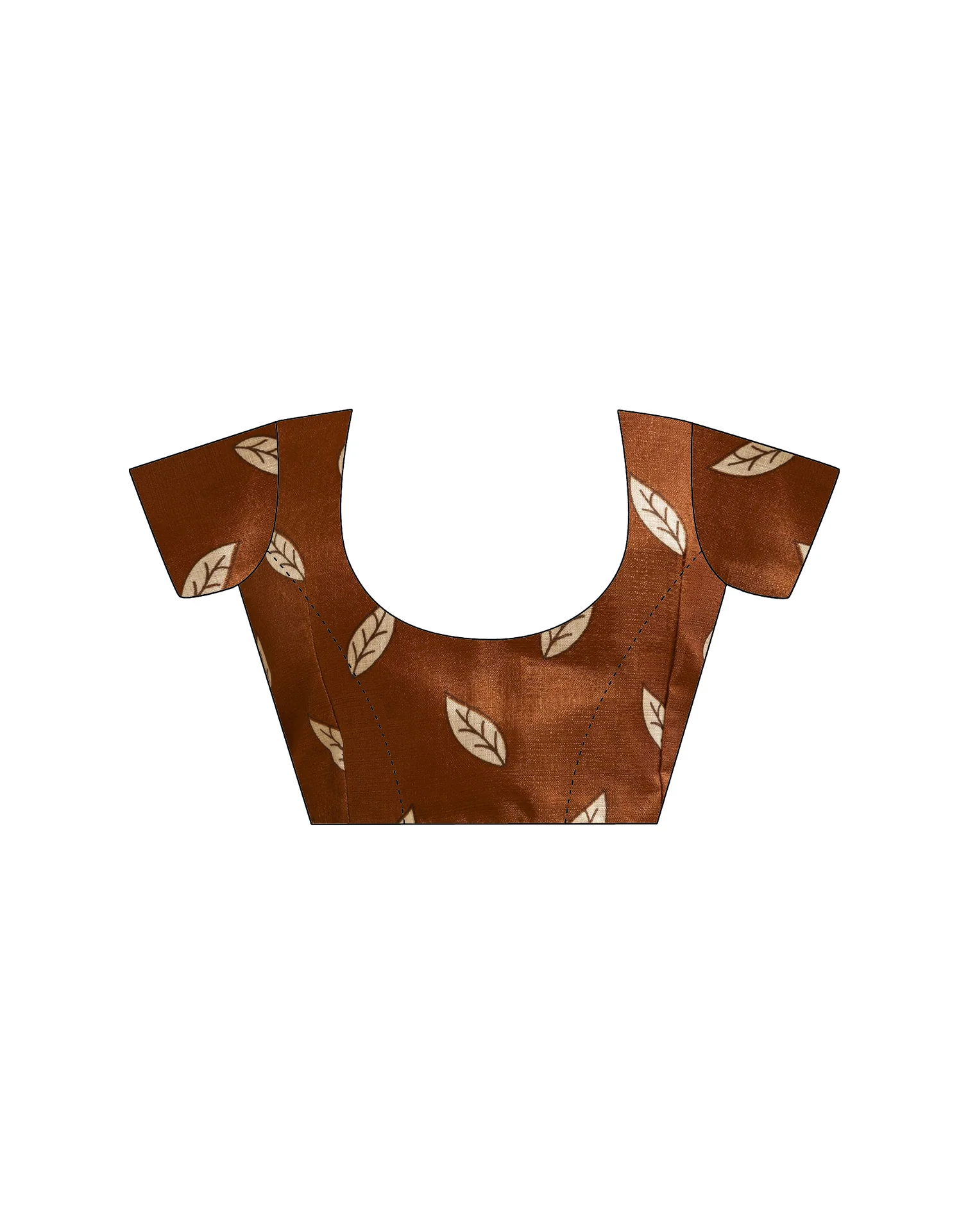 Rust Brown Cotton Blend Floral printed Saree - Image 12