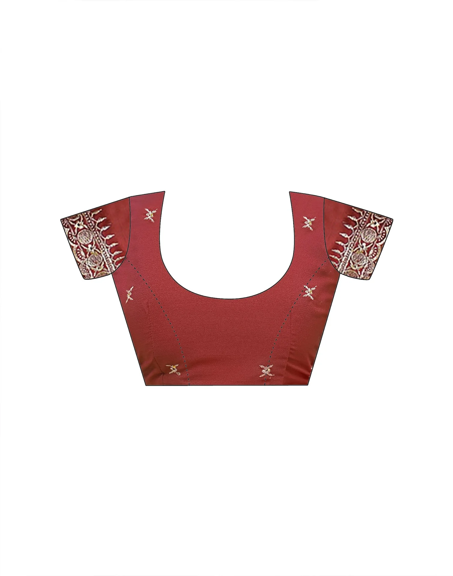 Rust Shimmer Embroidery Saree - Image 11