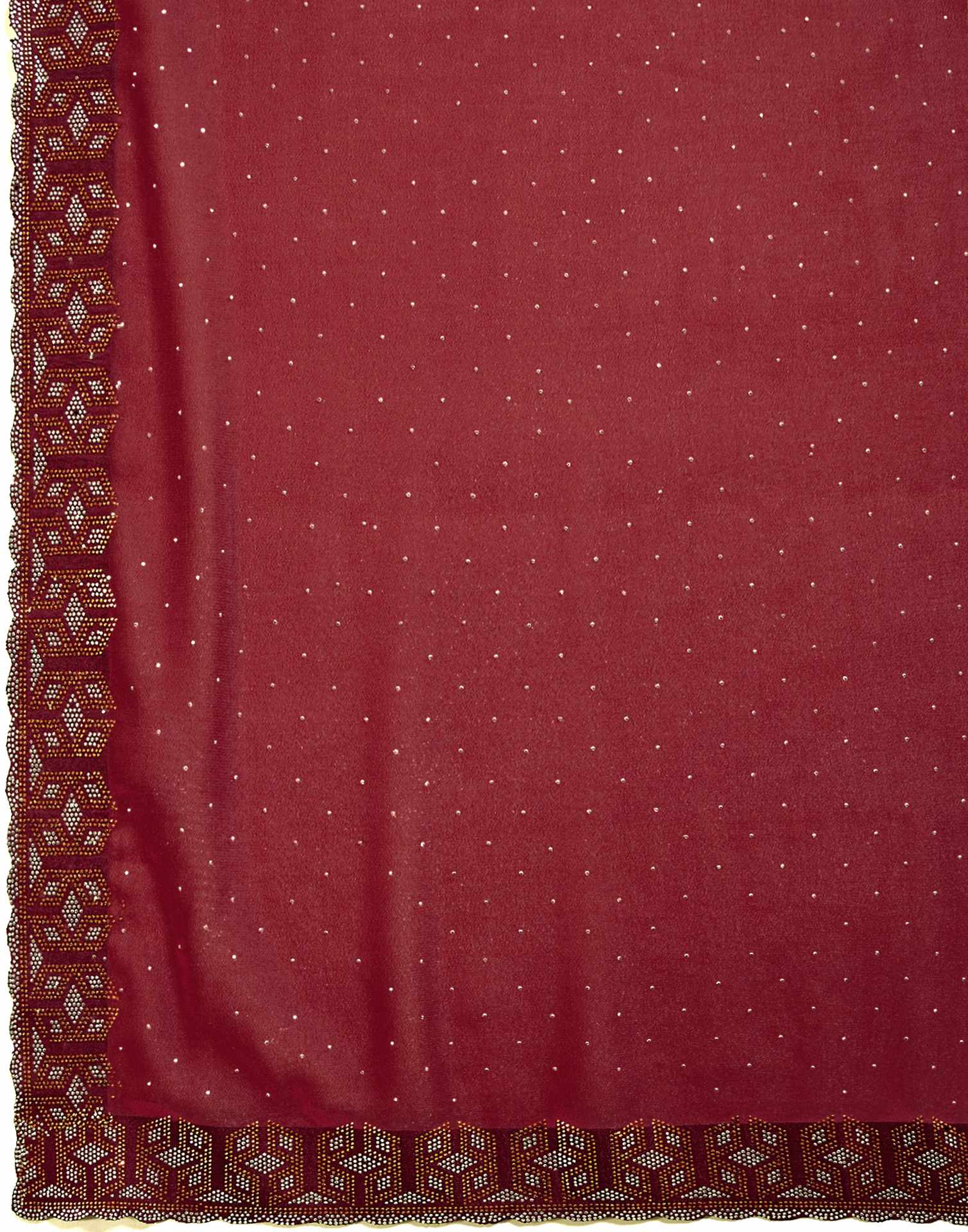 Rust Shimmer Stone Work Swarovski Saree - Image 8