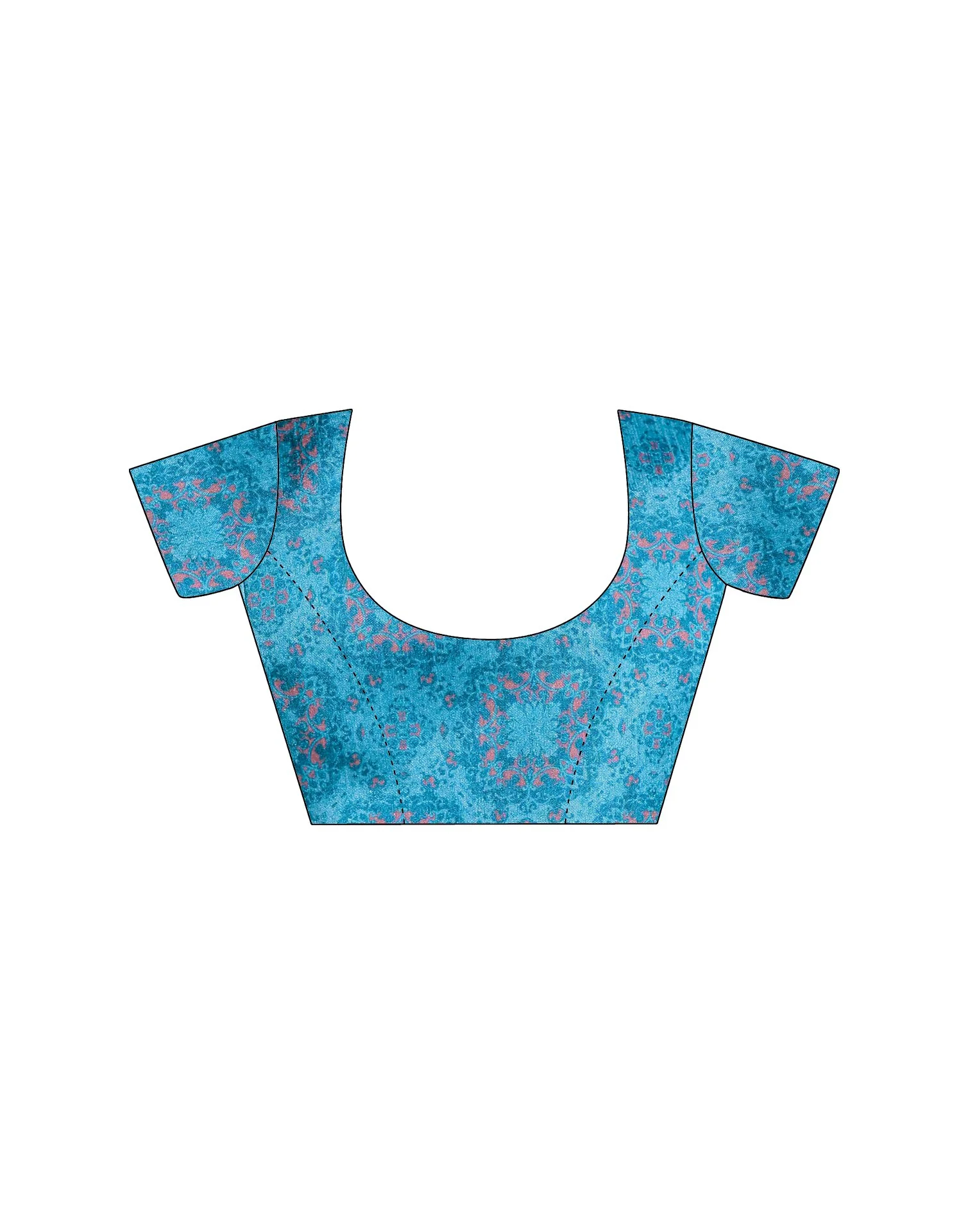 Sky Blue Georgette Floral Printed Saree - Image 10