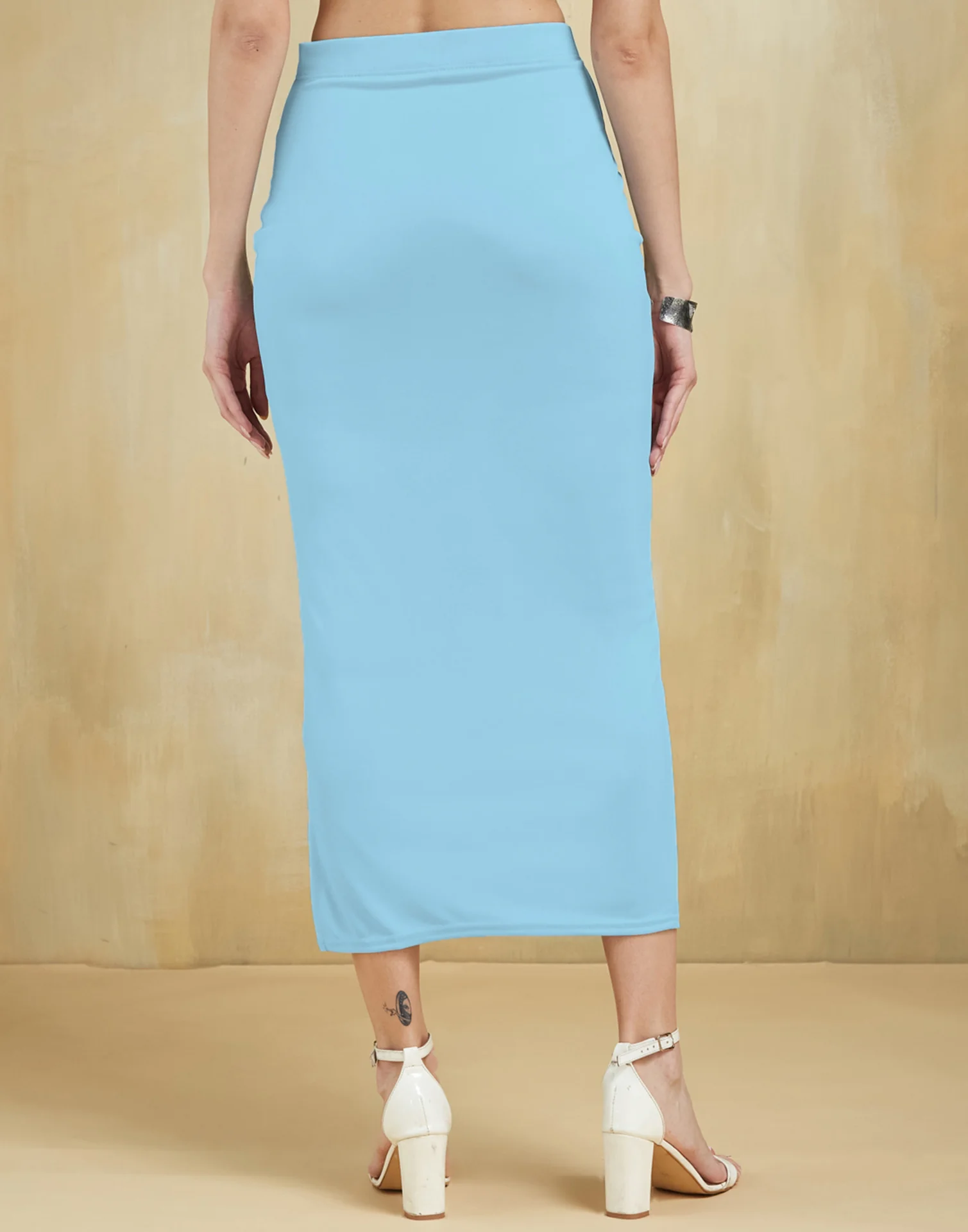 Sky Blue Lycra Plain Elastic Waist Shapewear - Image 4