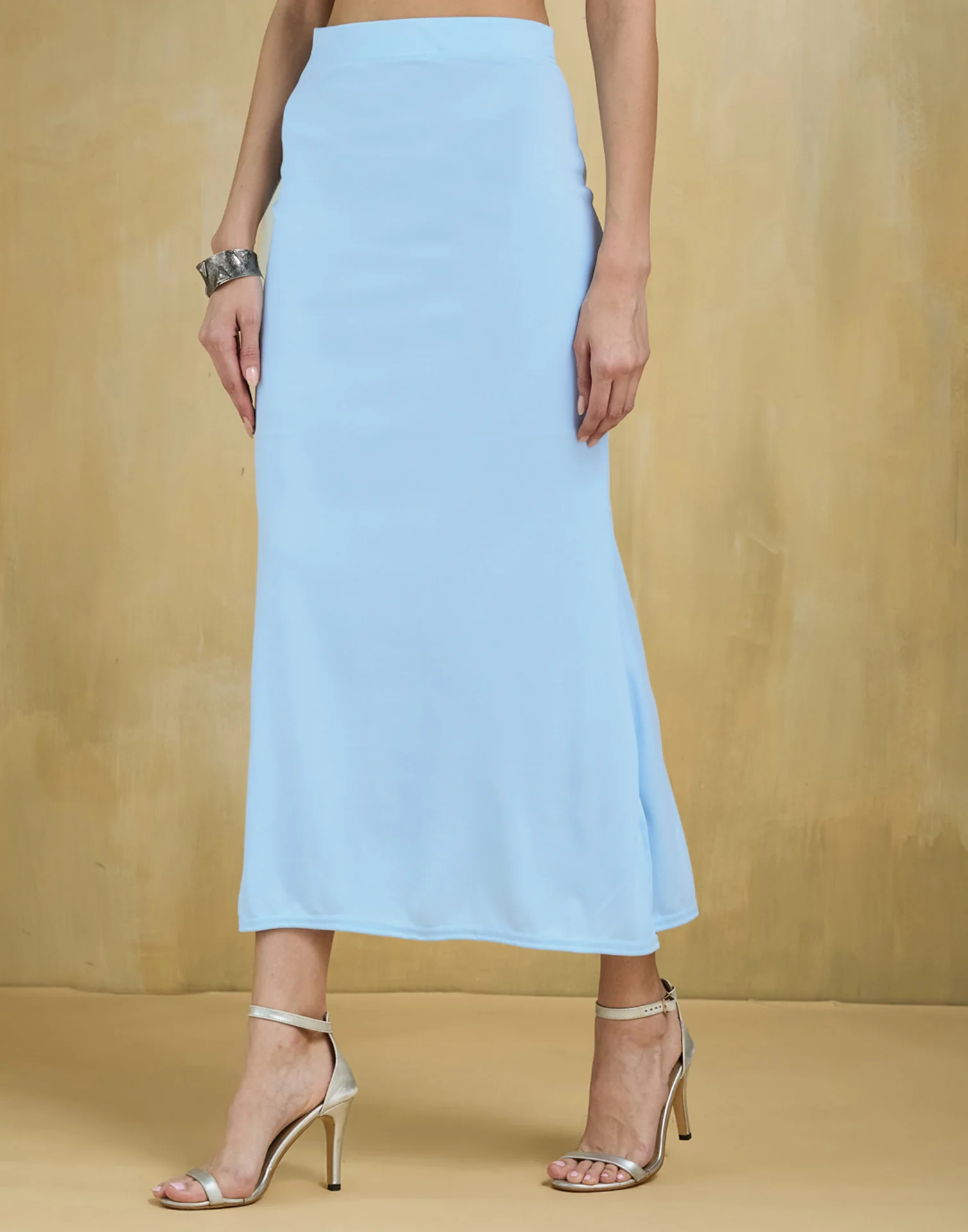 Sky Blue Lycra Plain Elastic Waist Shapewear - Image 4