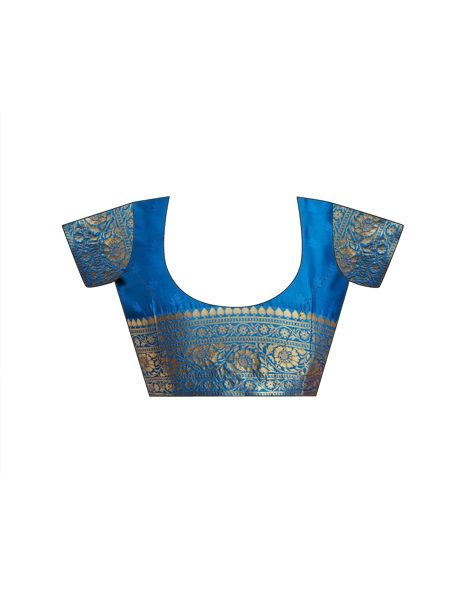 Sky Blue Silk Woven Banarasi Saree - Image 13