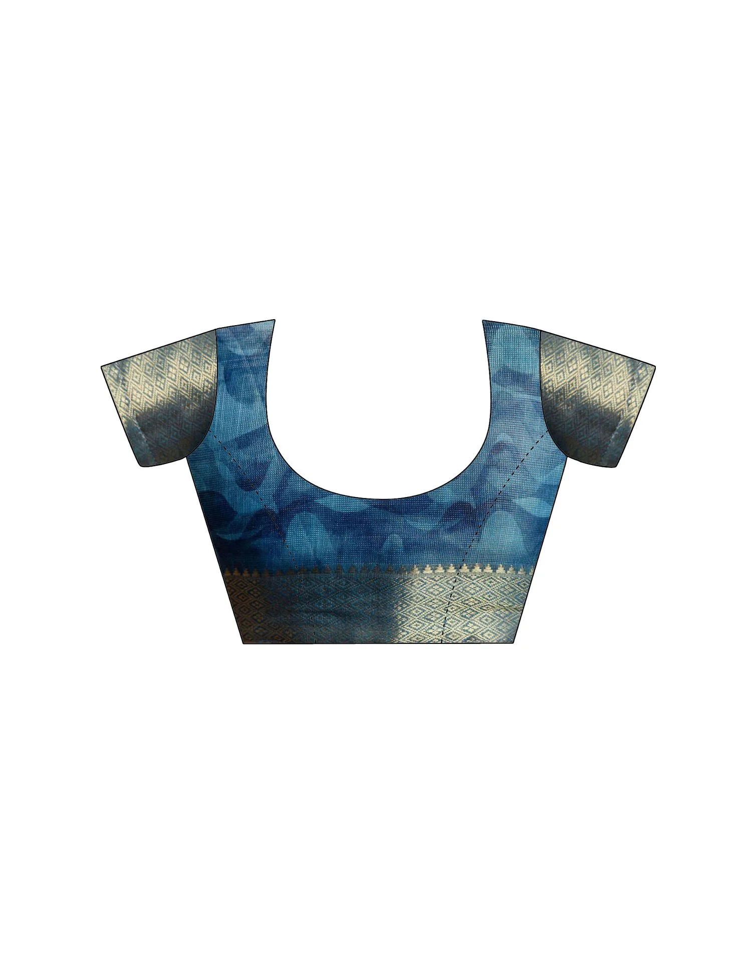 Steel Blue Cotton Printed Woven Saree - Image 12