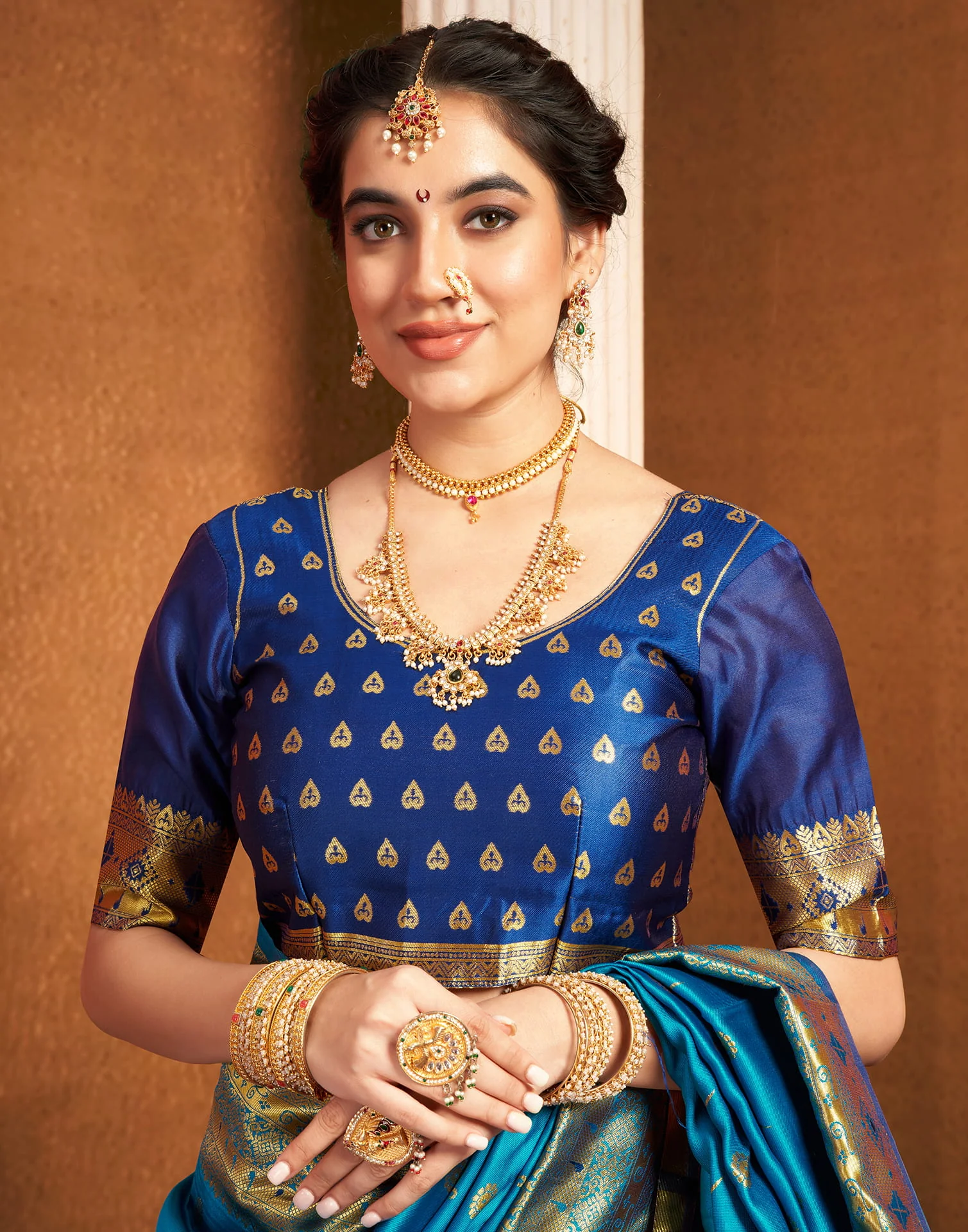 Blue Silk Woven Paithani Saree - Image 8
