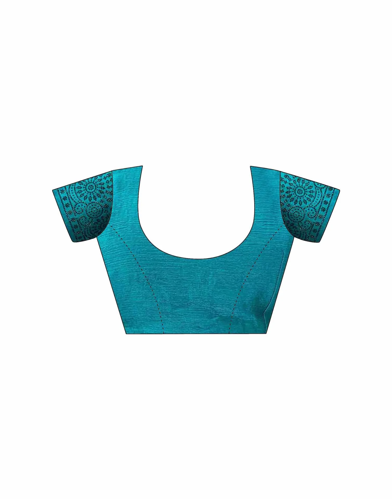 Teal Blue Shimmer Stone Work Swarovski Saree - Image 9