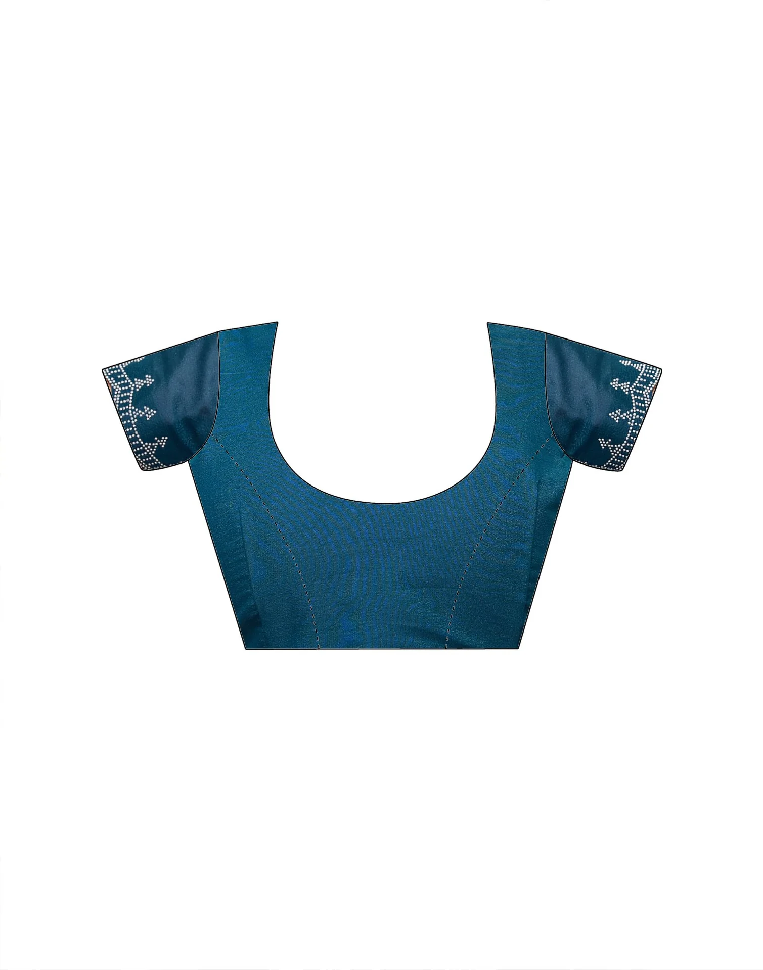 Teal Blue Shimmer Stone Work Swarovski Saree - Image 11