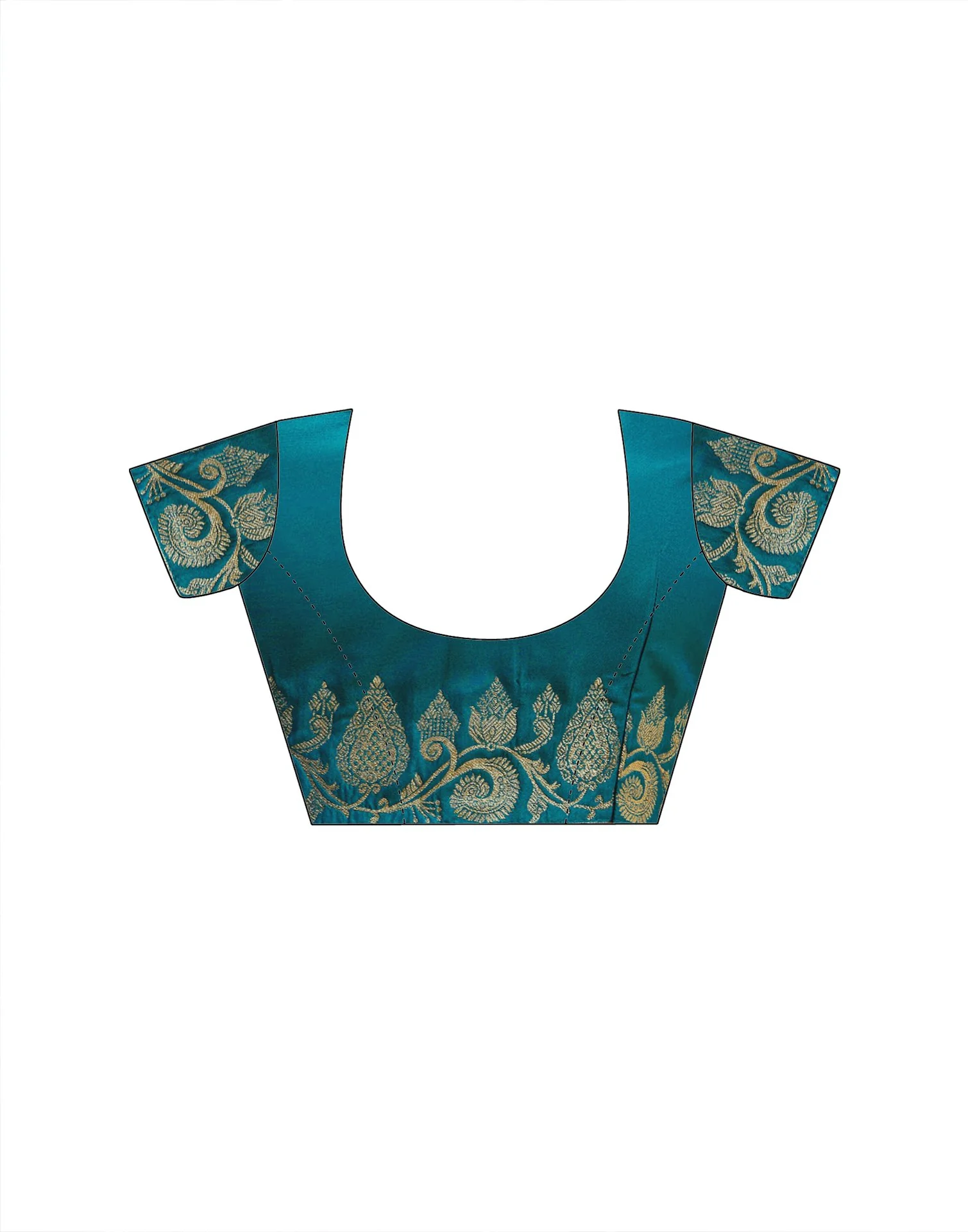 Teal Blue Silk Woven Banarasi Saree - Image 10