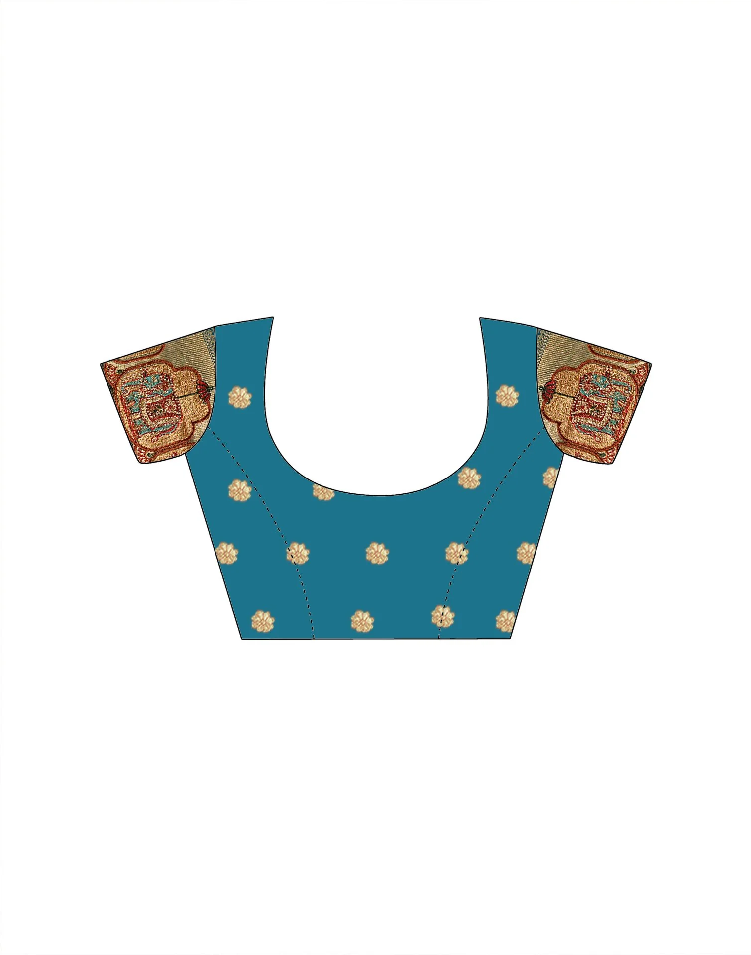 Teal Blue Silk Woven Embroidery Stone Work Banarasi Saree - Image 13