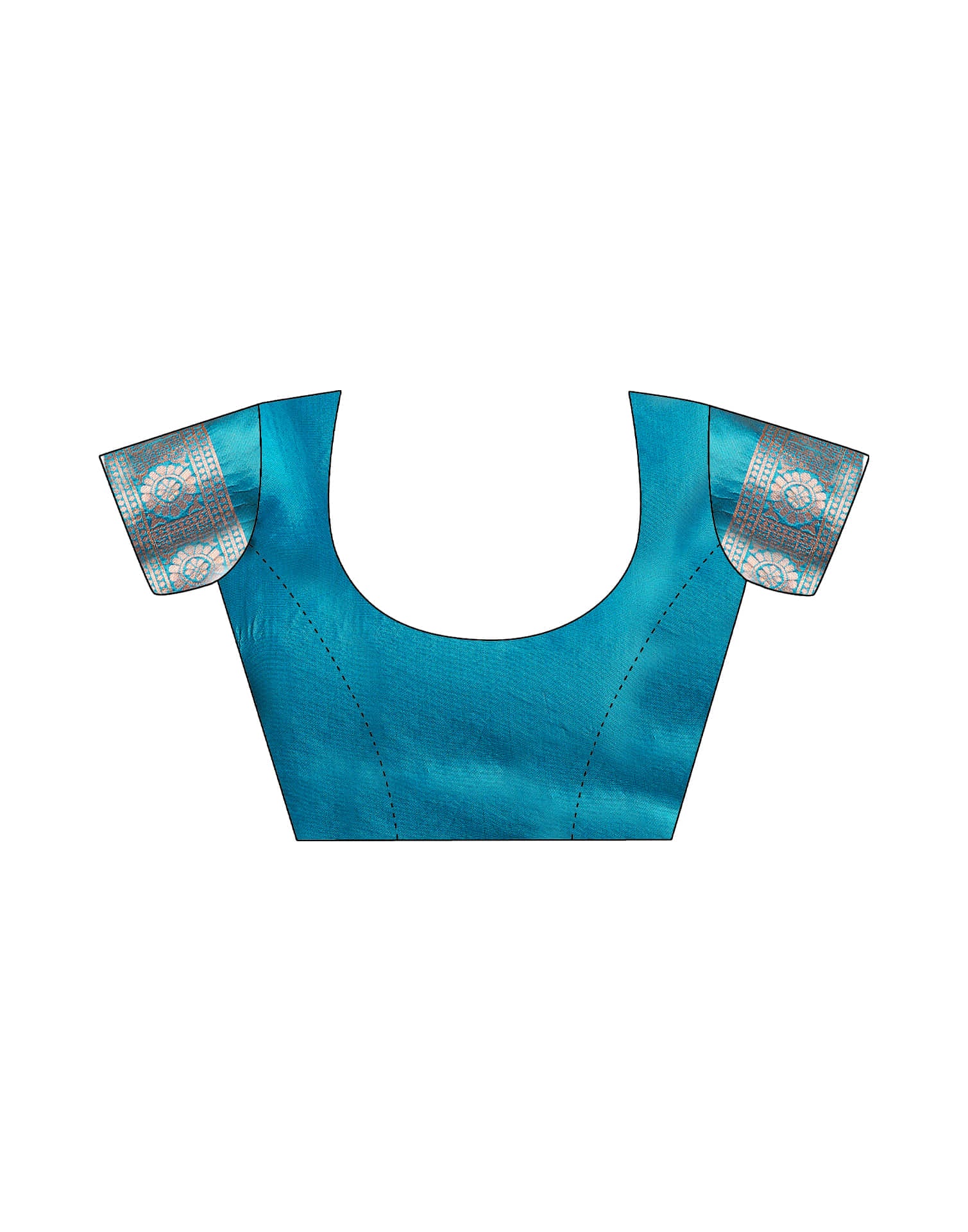 Teal Blue Silk Woven Kanjivaram Saree - Image 10