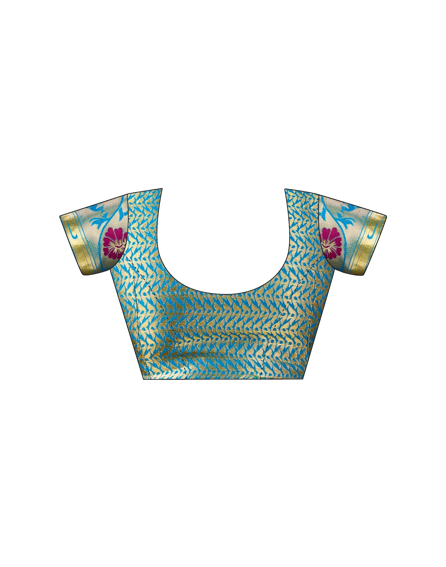 Teal Blue Silk Woven Paithani Saree - Image 9