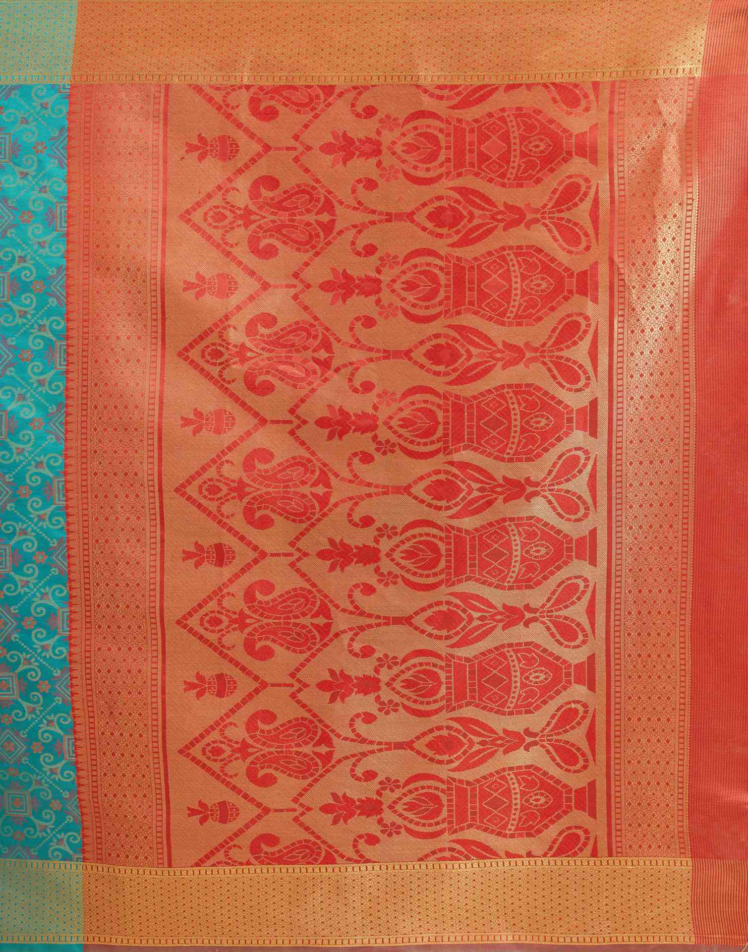 Teal Blue Silk Woven Patola Saree - Image 7