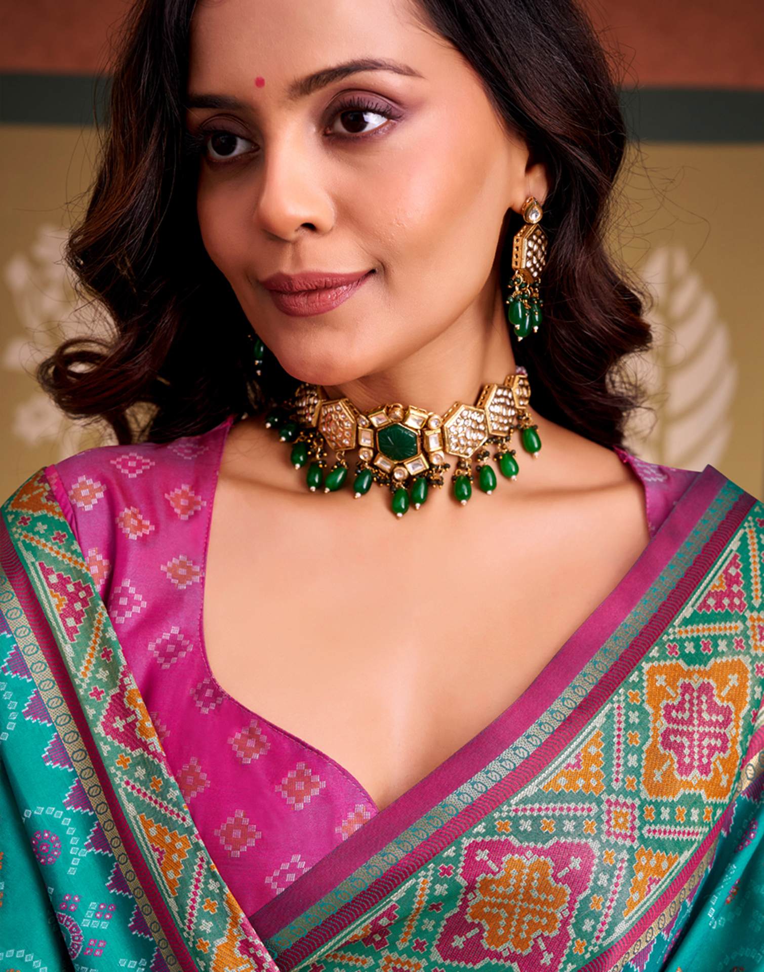 Teal Blue Silk Woven Patola Saree - Image 6